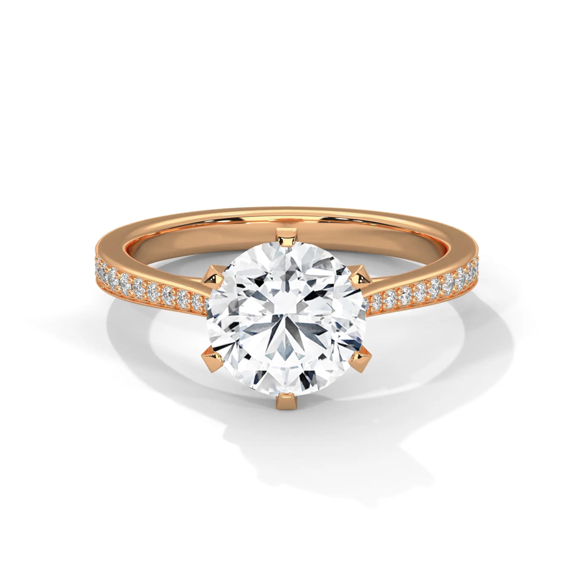 MJBS11 - Six-Claw Round Center Stone Brilliant Promise Ring