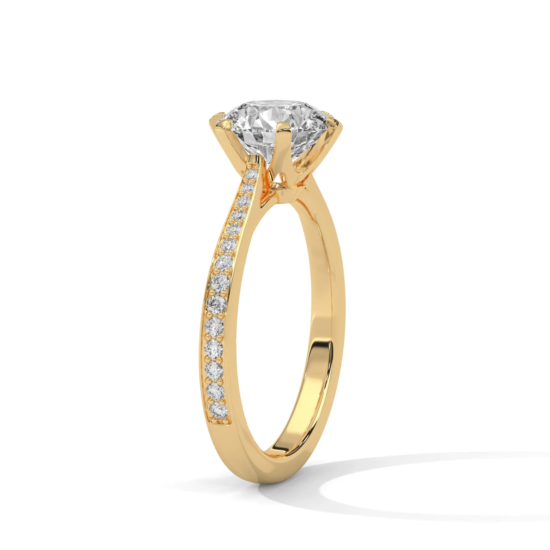 MJBS11 - Six-Claw Round Center Stone Brilliant Promise Ring