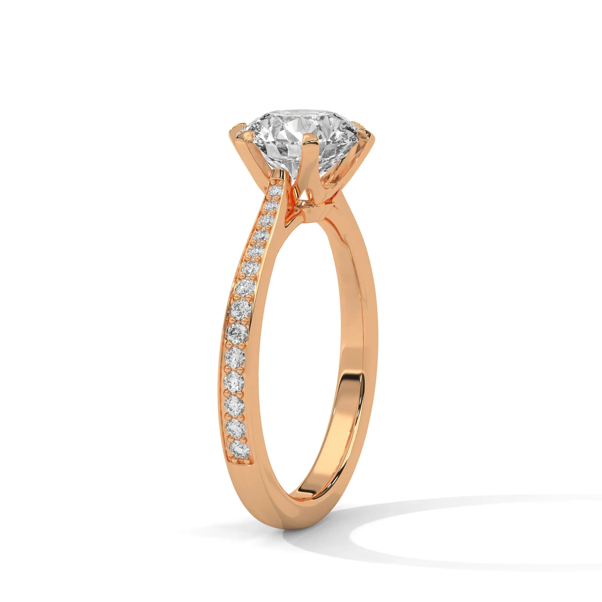 MJBS11 - Six-Claw Round Center Stone Brilliant Promise Ring