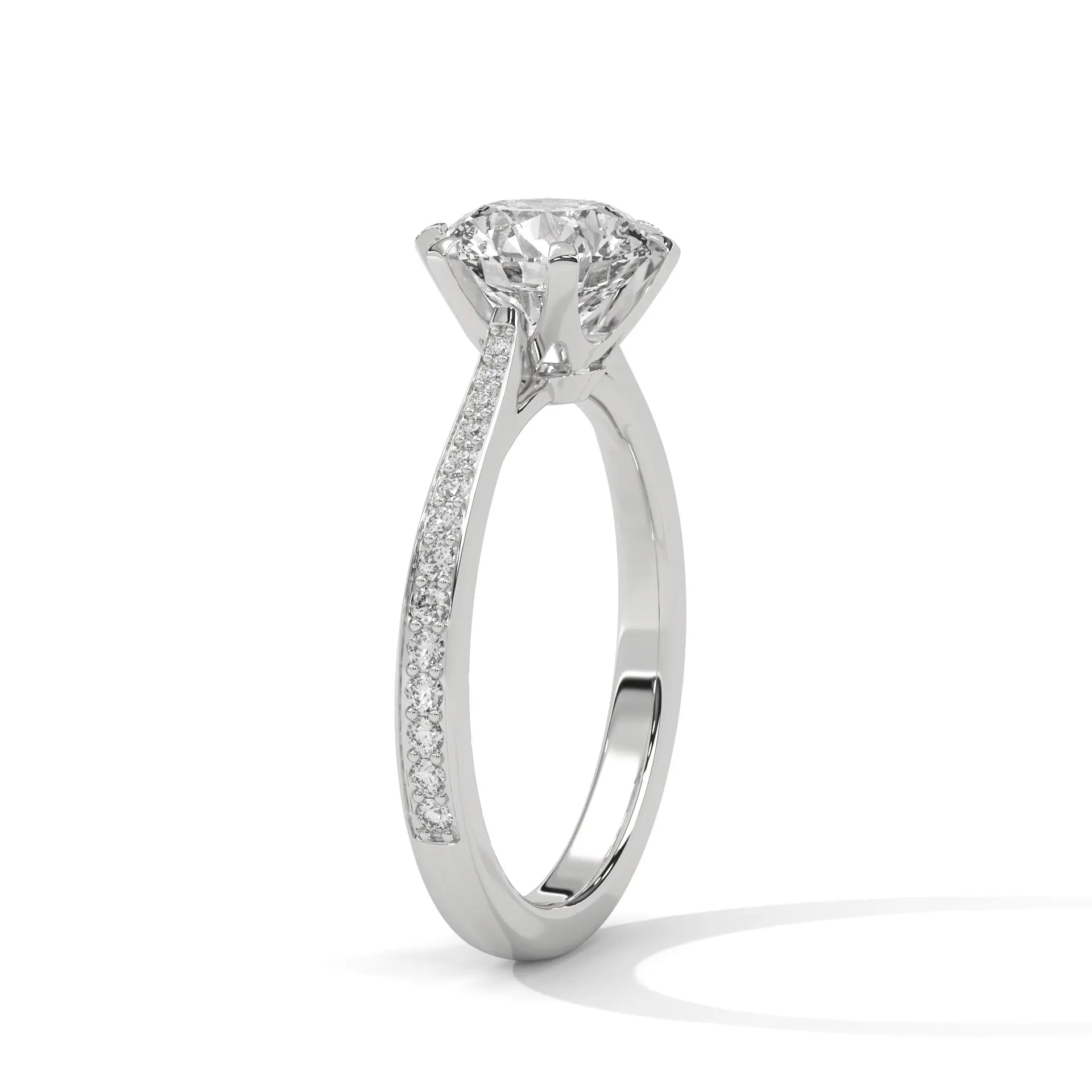 MJBS11 - Six-Claw Round Center Stone Brilliant Promise Ring