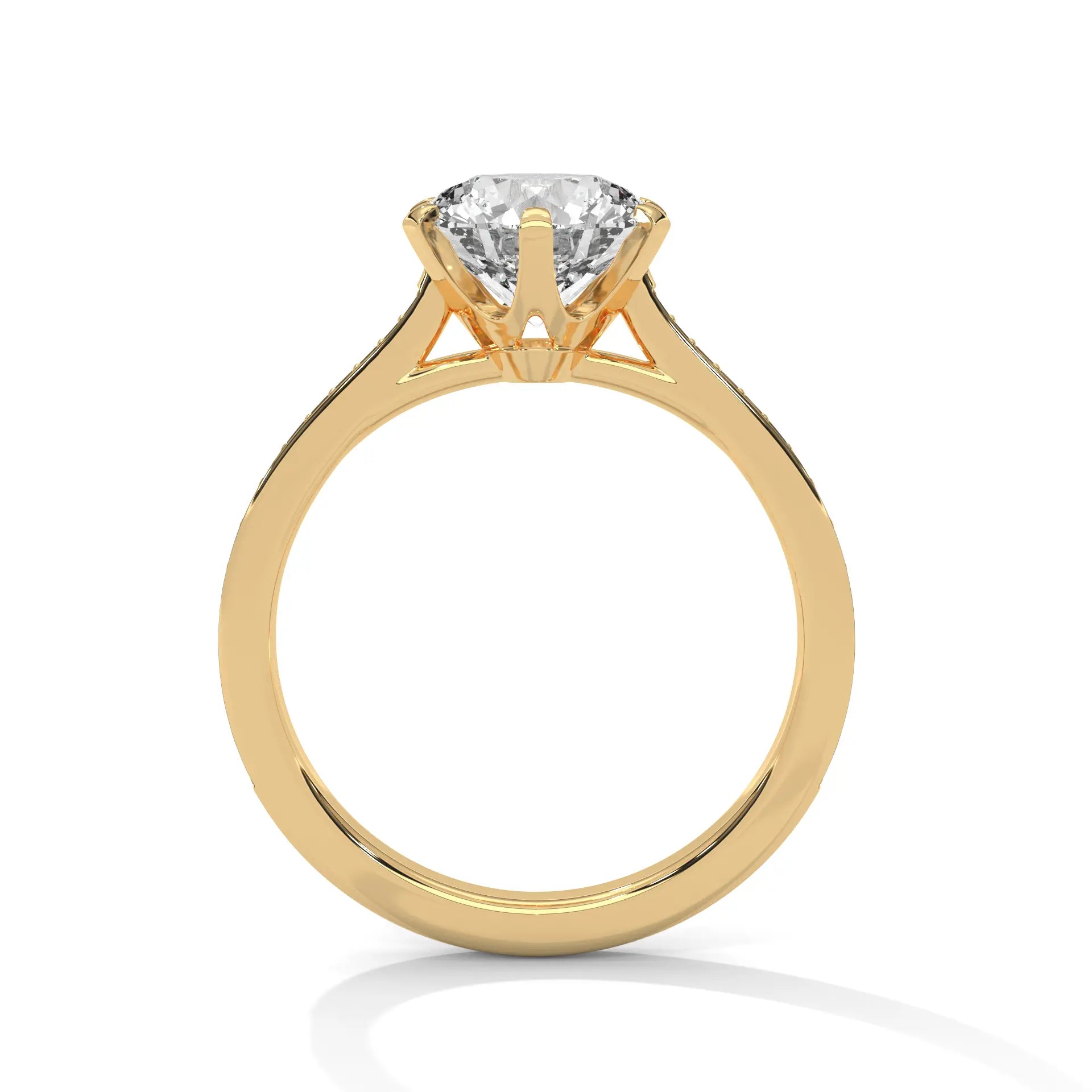 MJBS11 - Six-Claw Round Center Stone Brilliant Promise Ring