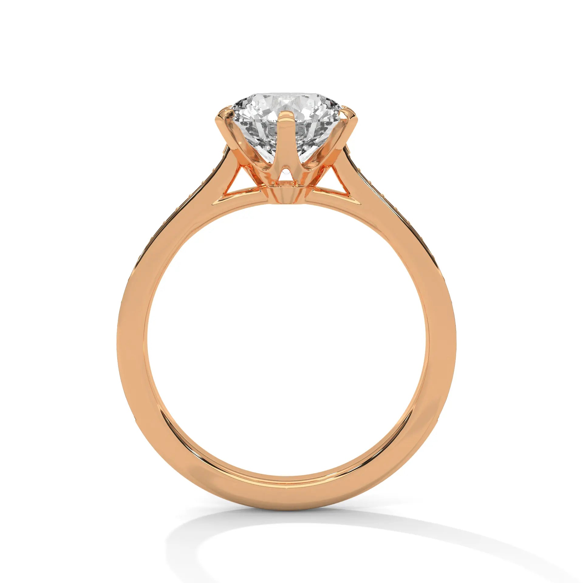 MJBS11 - Six-Claw Round Center Stone Brilliant Promise Ring