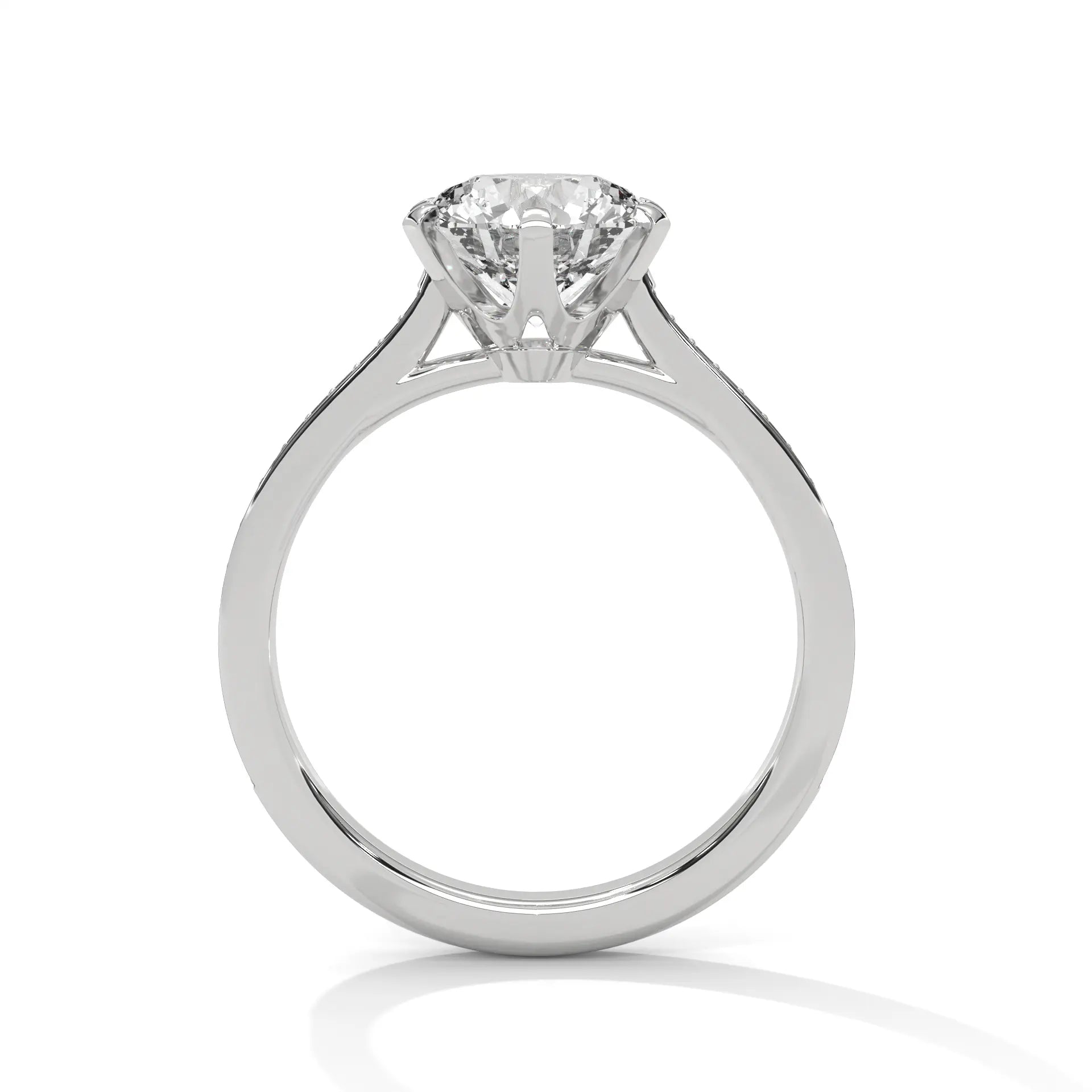 MJBS11 - Six-Claw Round Center Stone Brilliant Promise Ring
