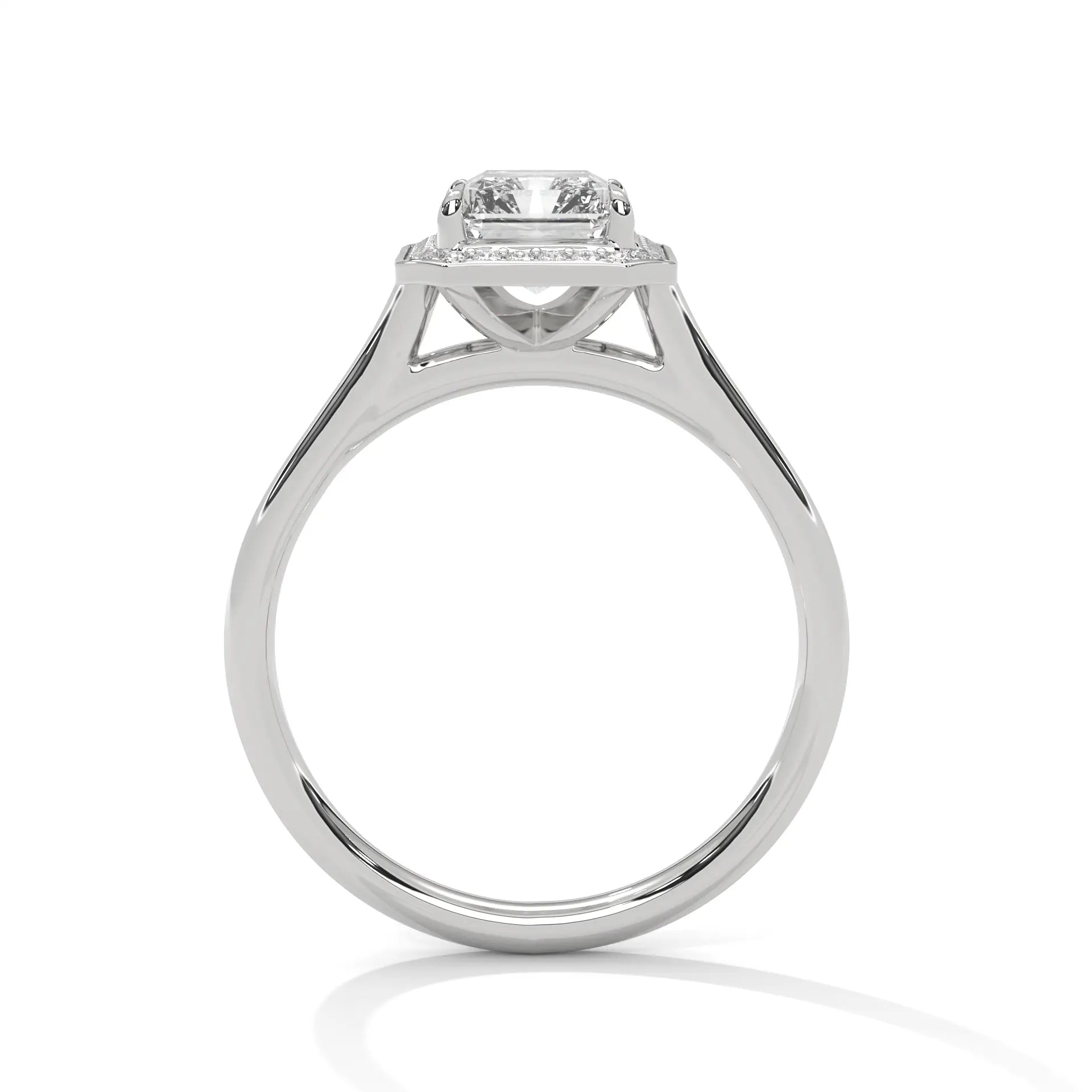 MJBS24 - Four-Prong Emerald Shape Halo Ring
