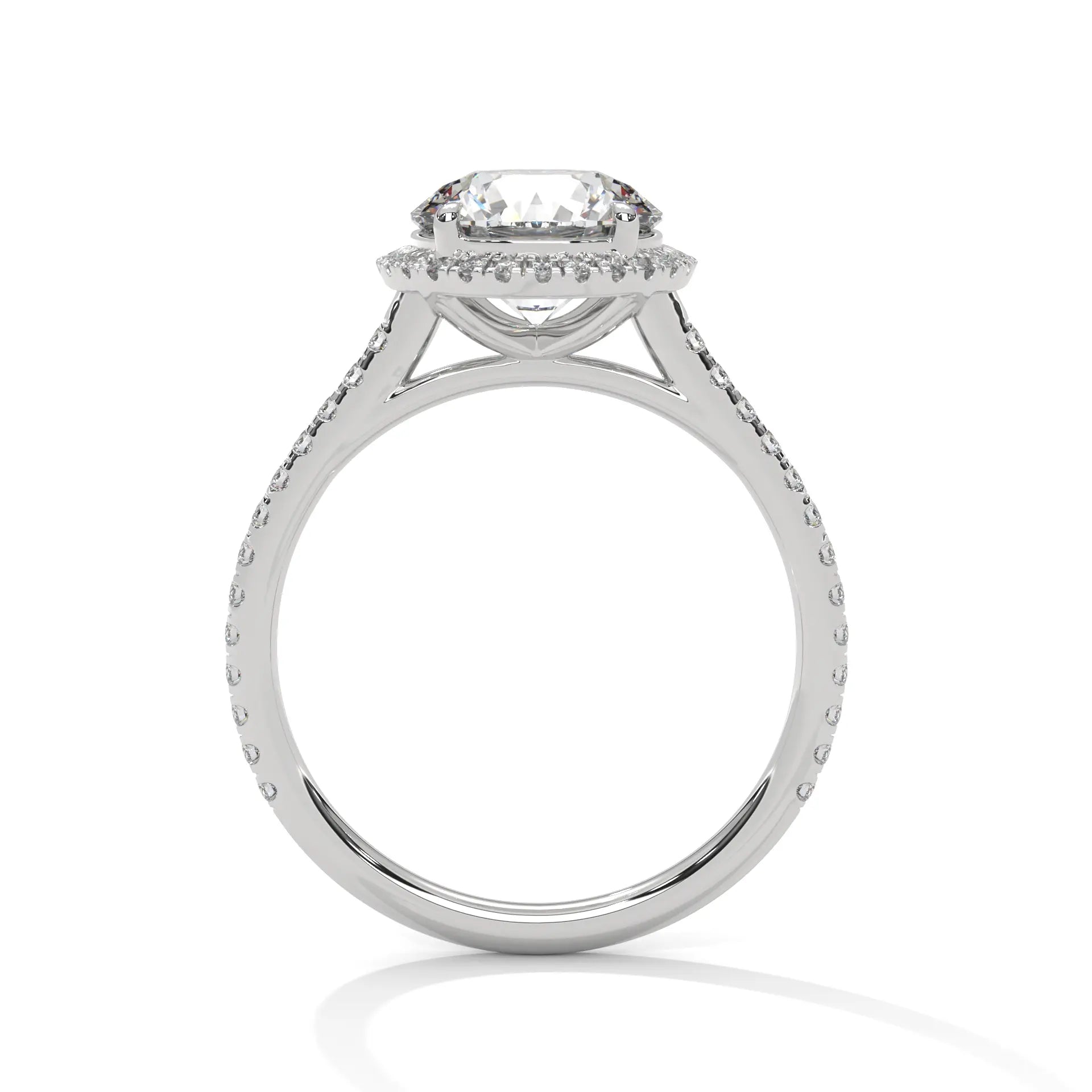 MJBS14 - Round French Pavé Halo Engagement Ring