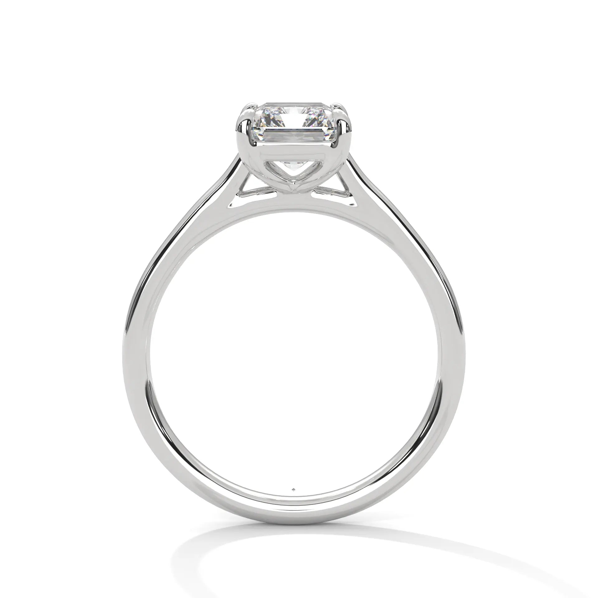 MJBS18 - Emerald Cut Solitaire Engagement Ring with Polished Band