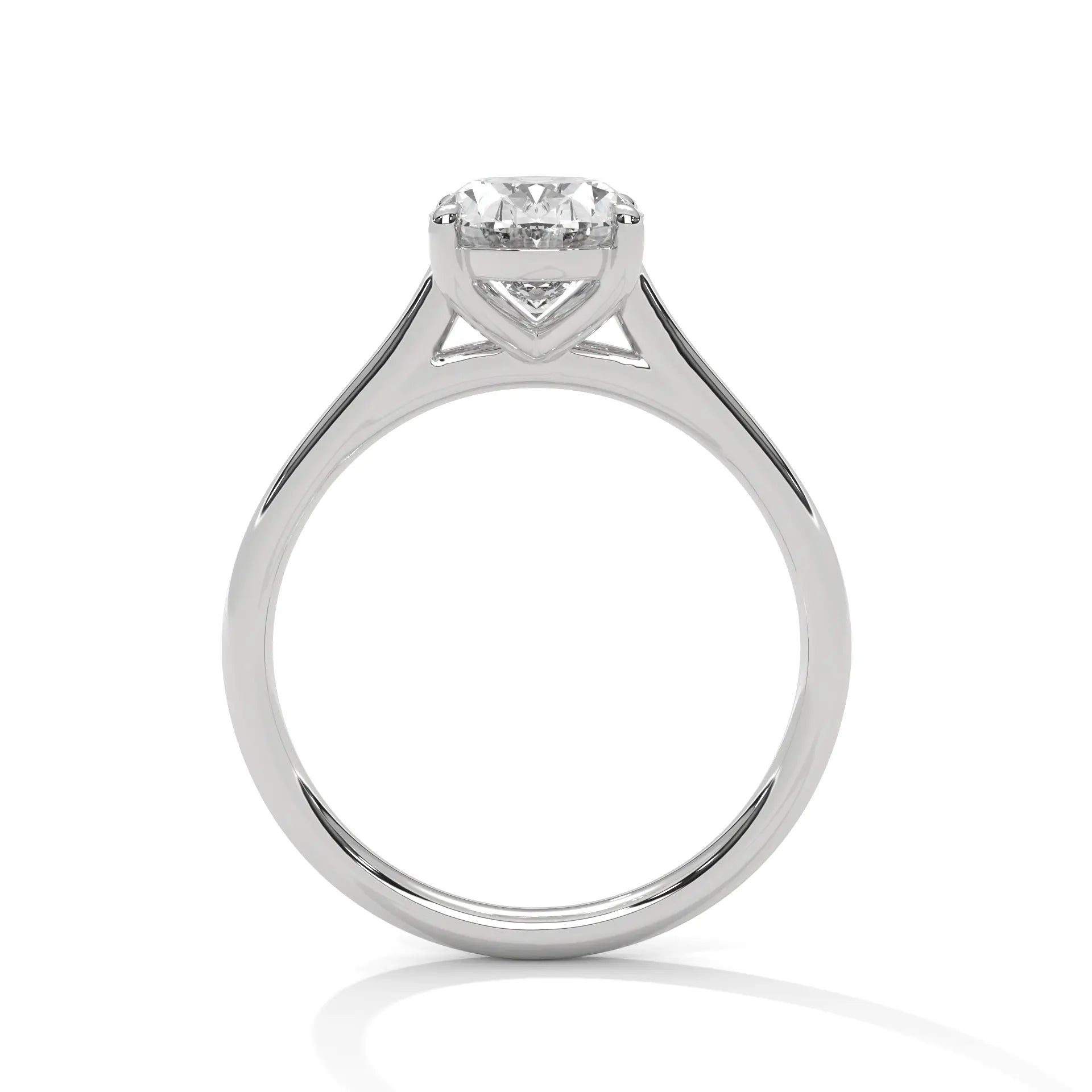 MJBS22 - Oval Solitaire Engagement Ring with Polished Band