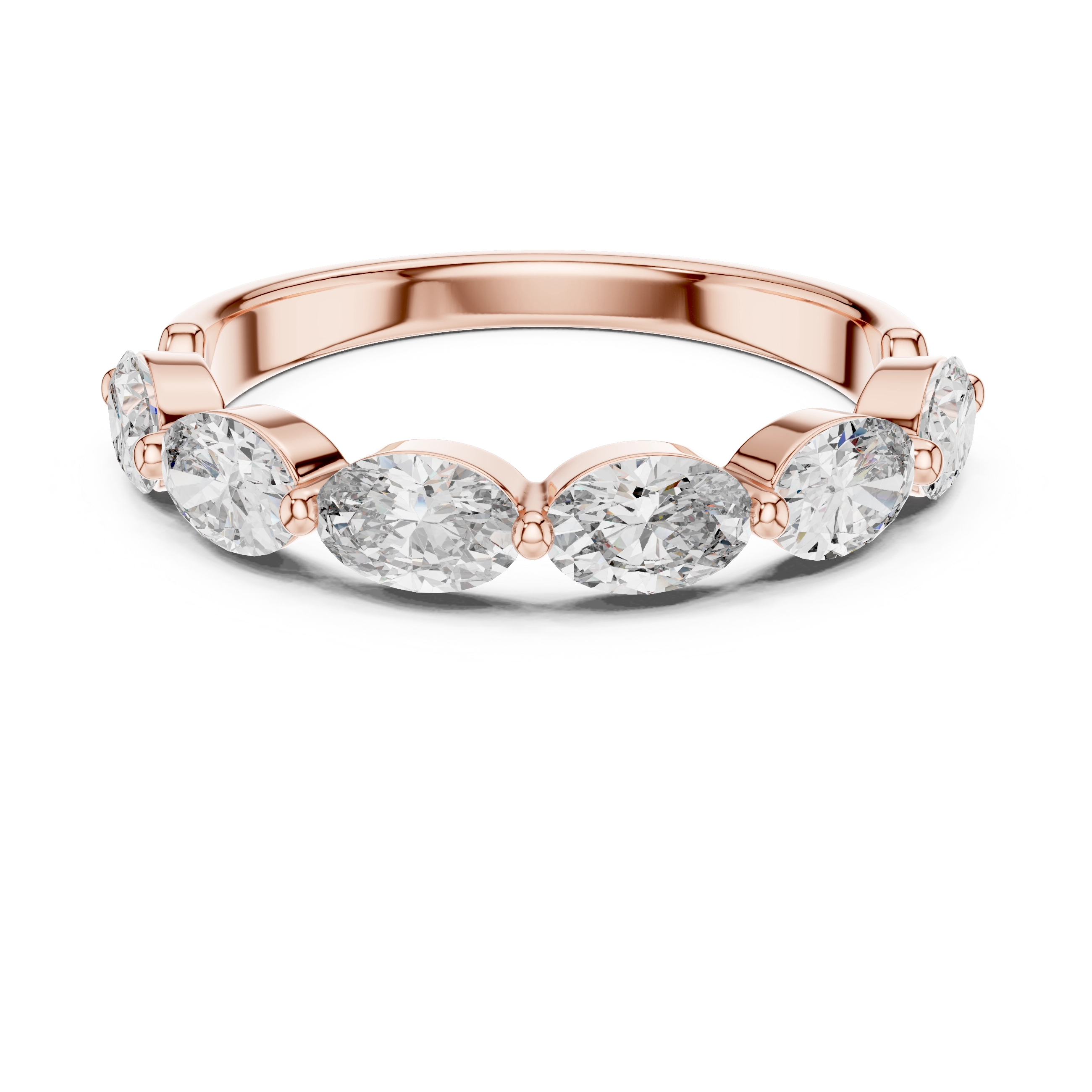 MJET001 - Oval Cut Shared Prong Seven Stone Band