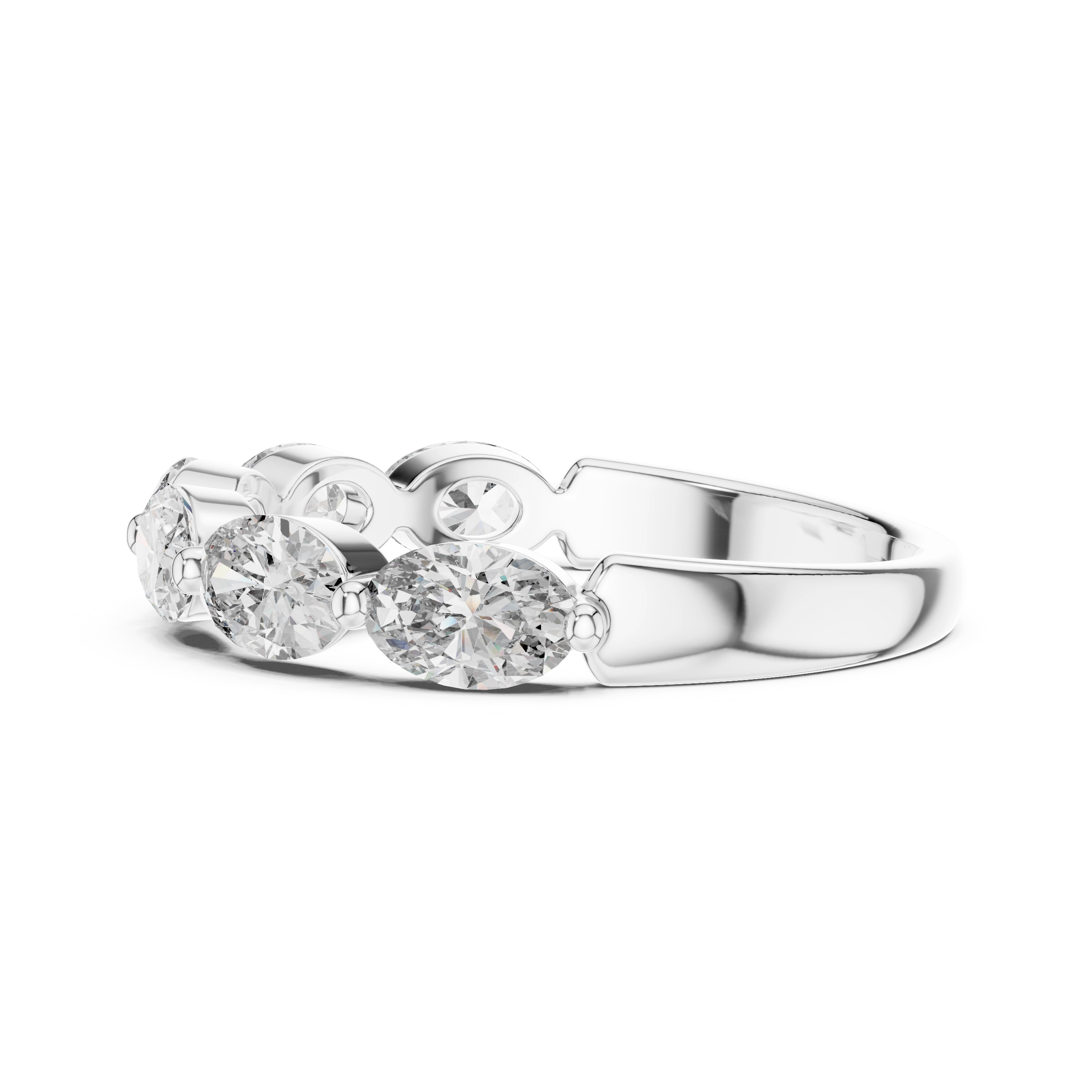 MJET001 - Oval Cut Shared Prong Seven Stone Band