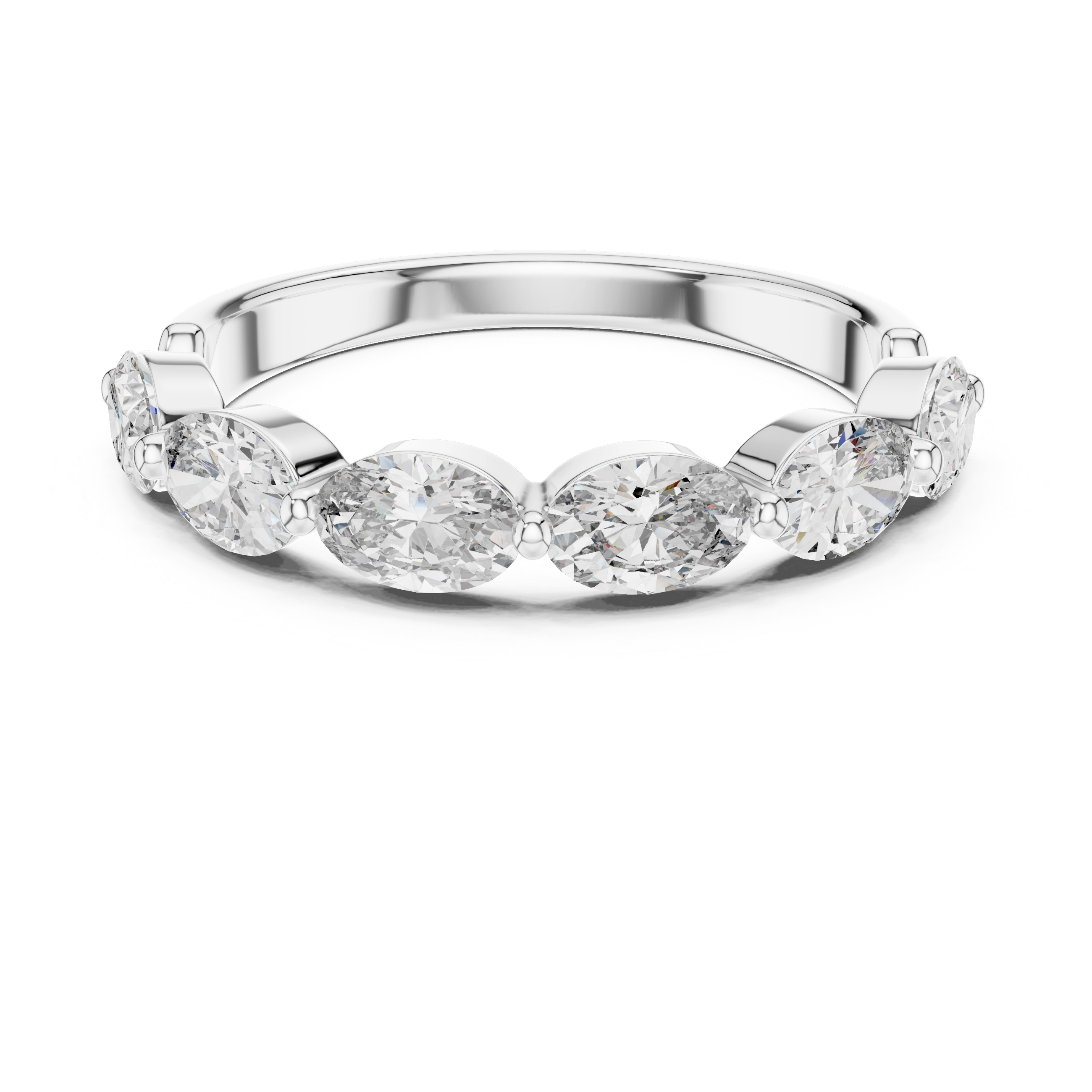MJET001 - Oval Cut Shared Prong Seven Stone Band