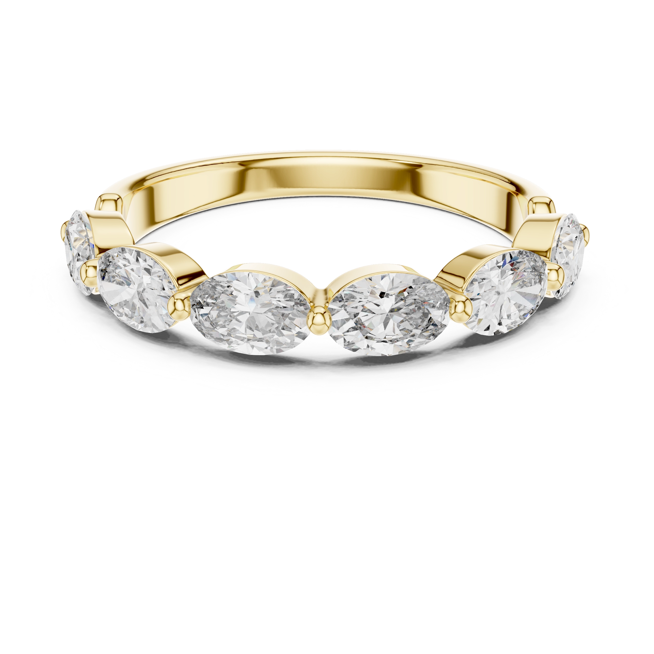 MJET001 - Oval Cut Shared Prong Seven Stone Band