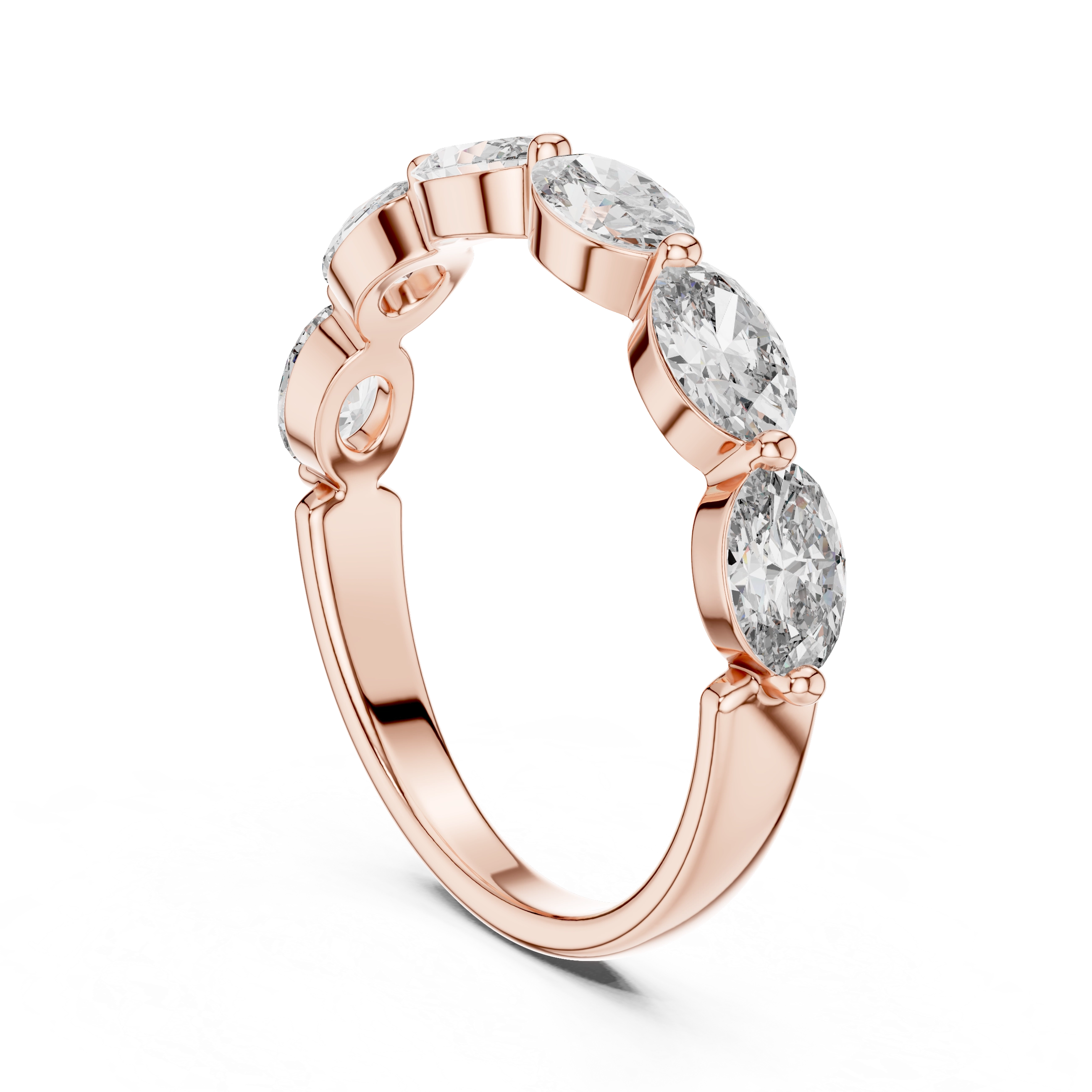 MJET001 - Oval Cut Shared Prong Seven Stone Band