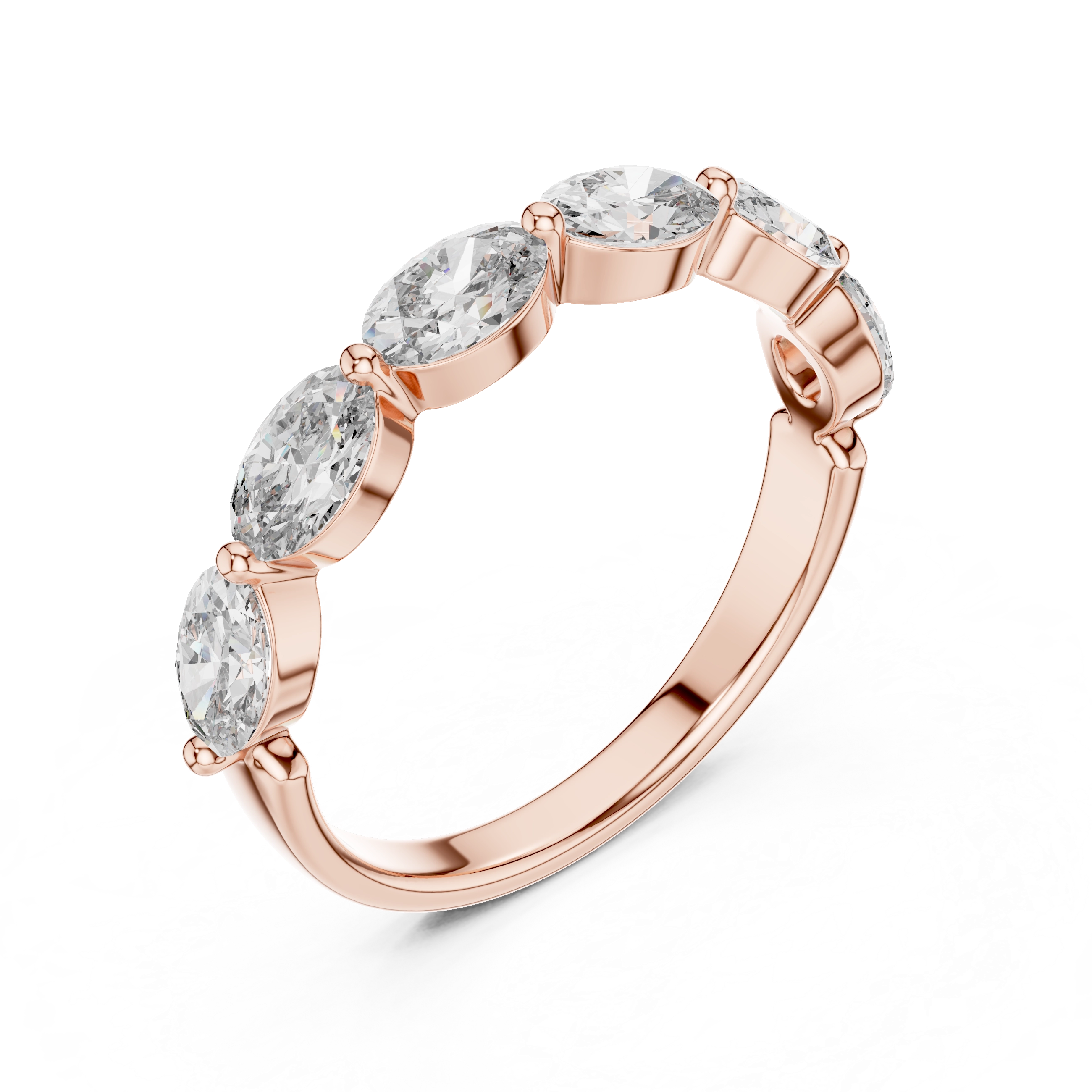 MJET001 - Oval Cut Shared Prong Seven Stone Band