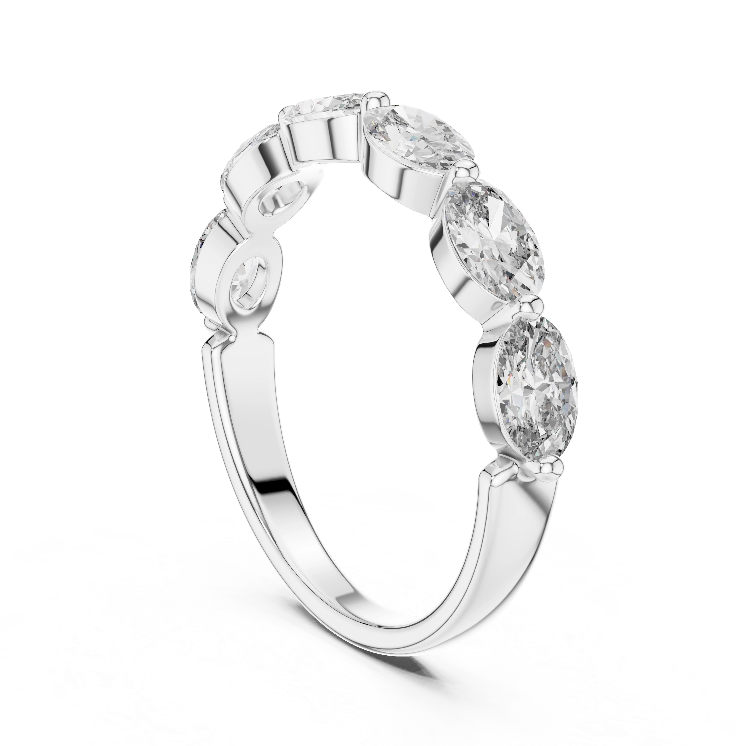 MJET001 - Oval Cut Shared Prong Seven Stone Band