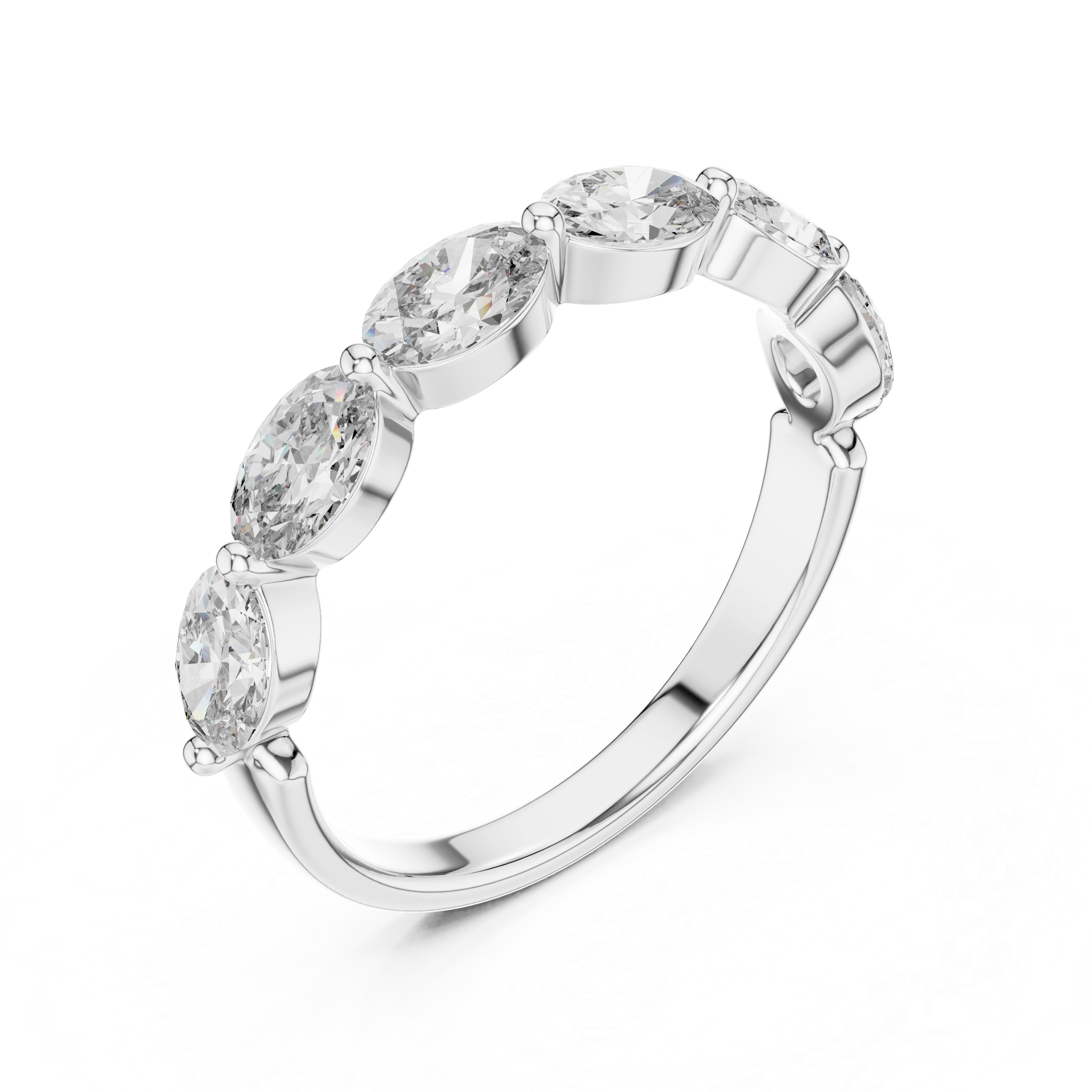 MJET001 - Oval Cut Shared Prong Seven Stone Band