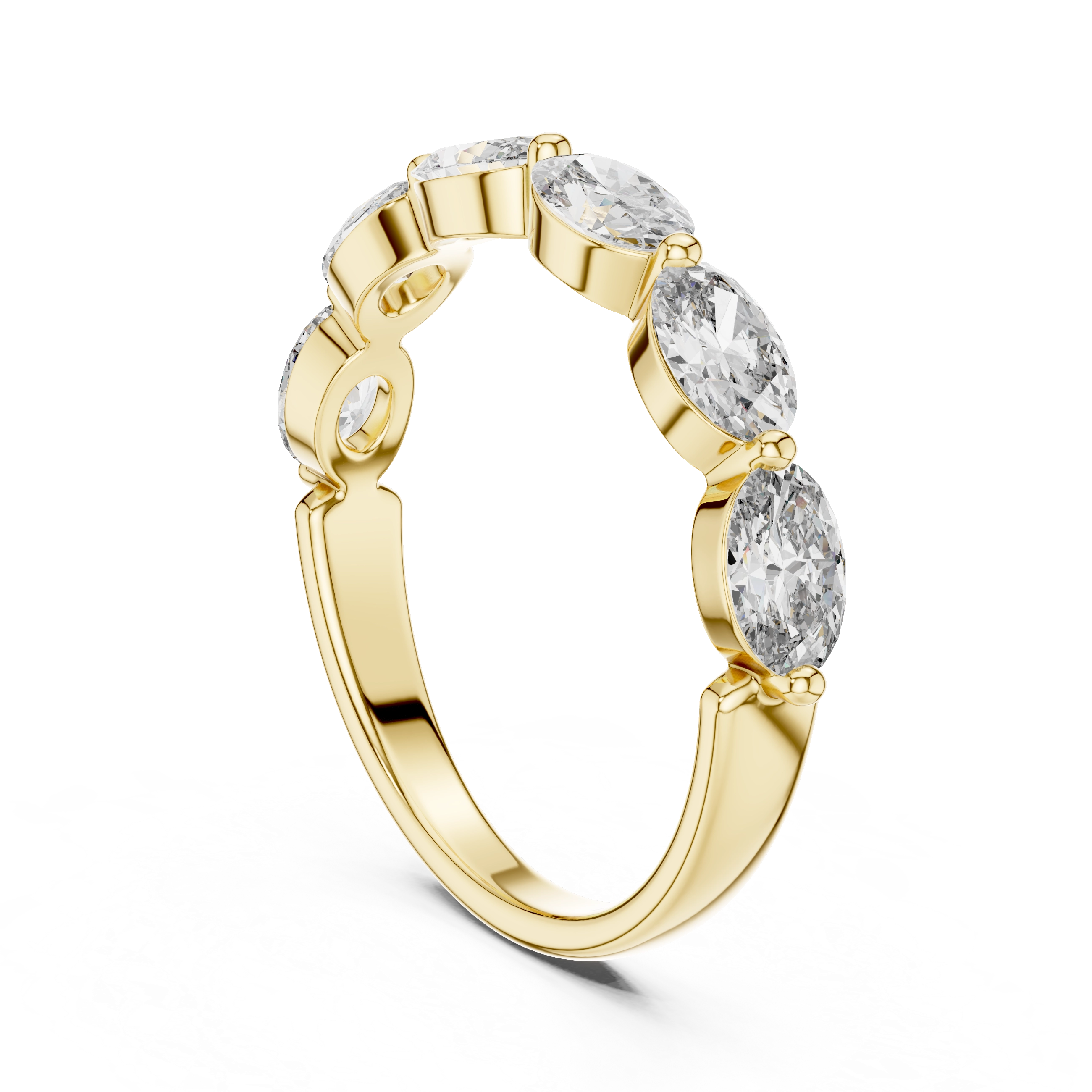 MJET001 - Oval Cut Shared Prong Seven Stone Band