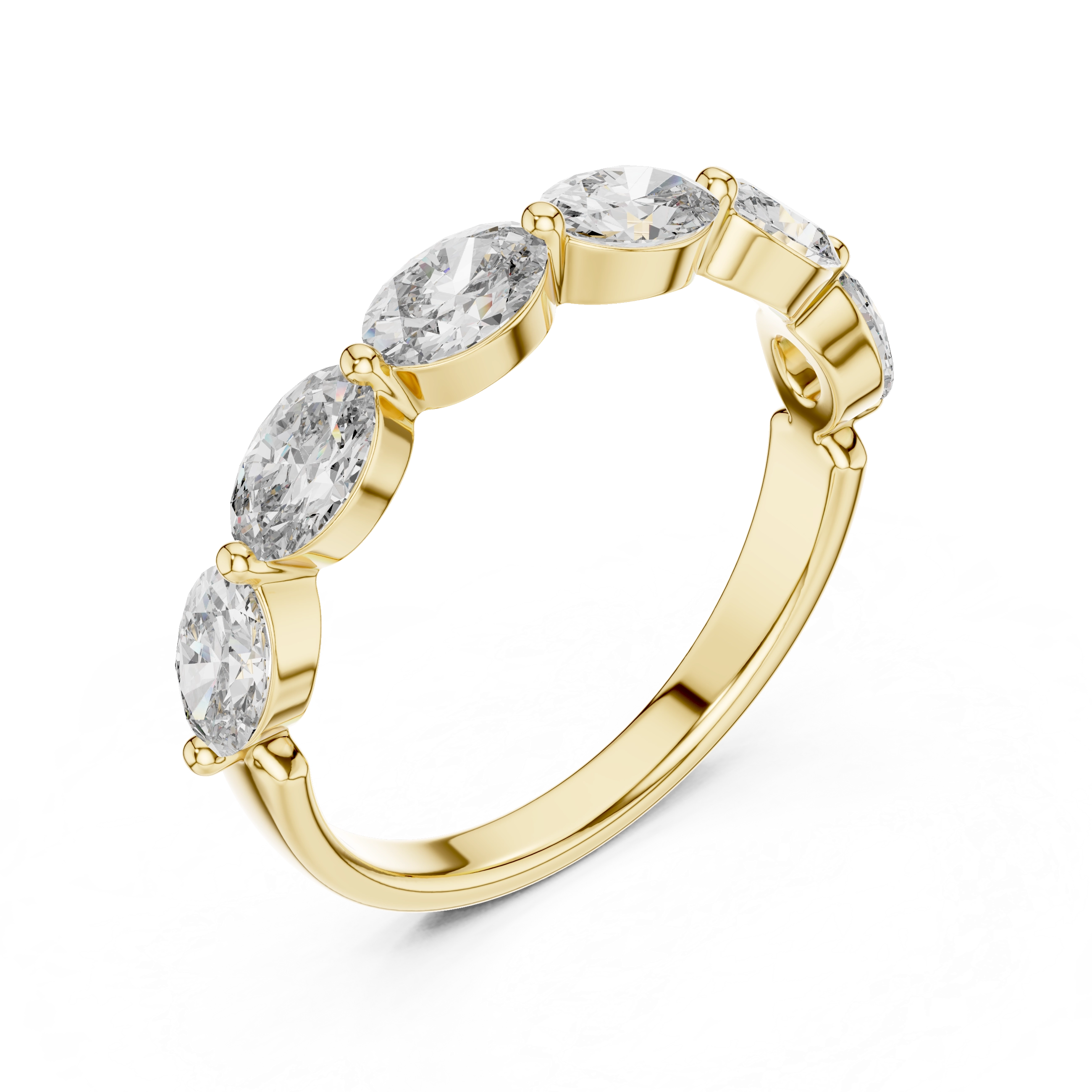 MJET001 - Oval Cut Shared Prong Seven Stone Band