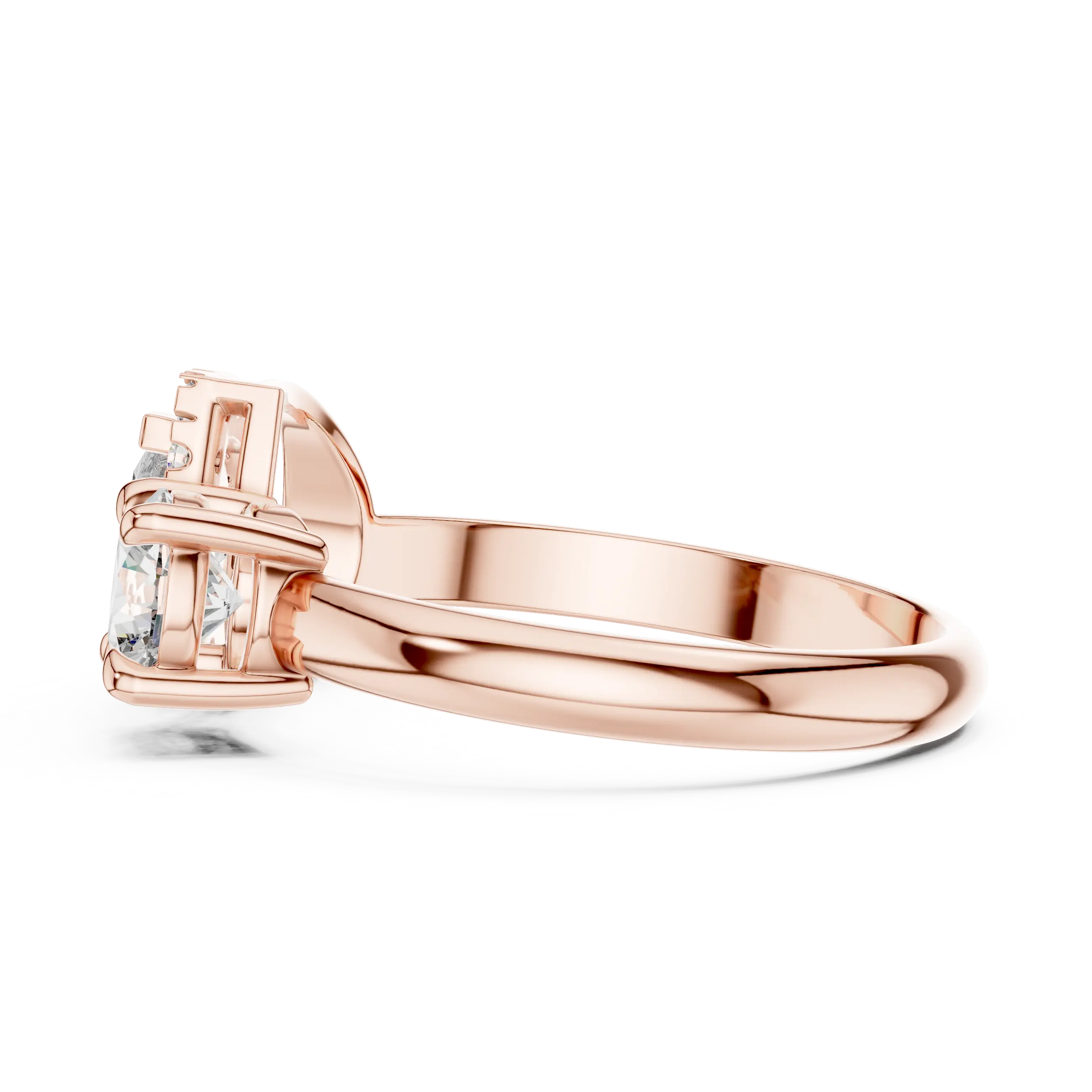 MJTM1 - Pear and Round Cut Two-Stone Bypass Ring