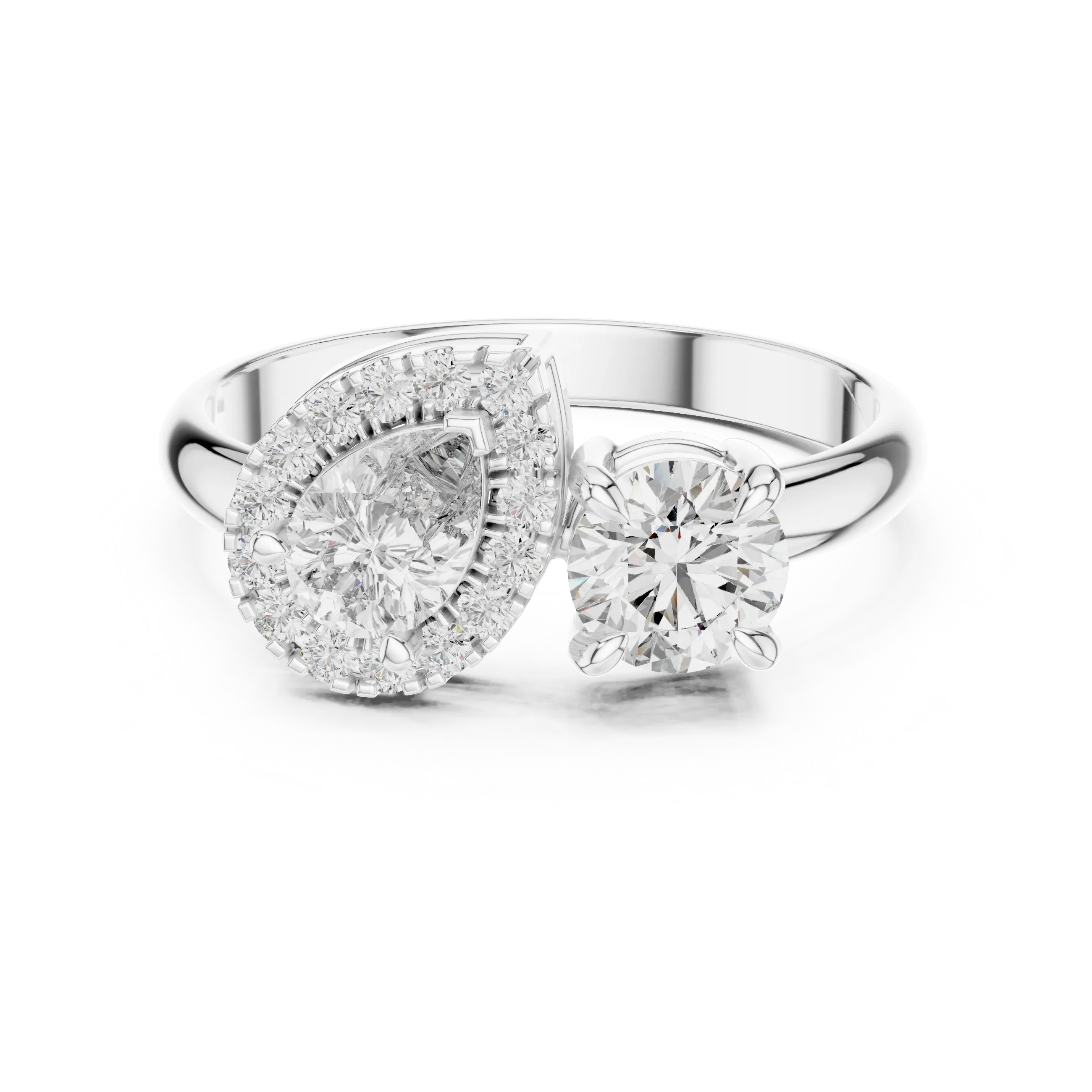MJTM1 - Pear and Round Cut Two-Stone Bypass Ring