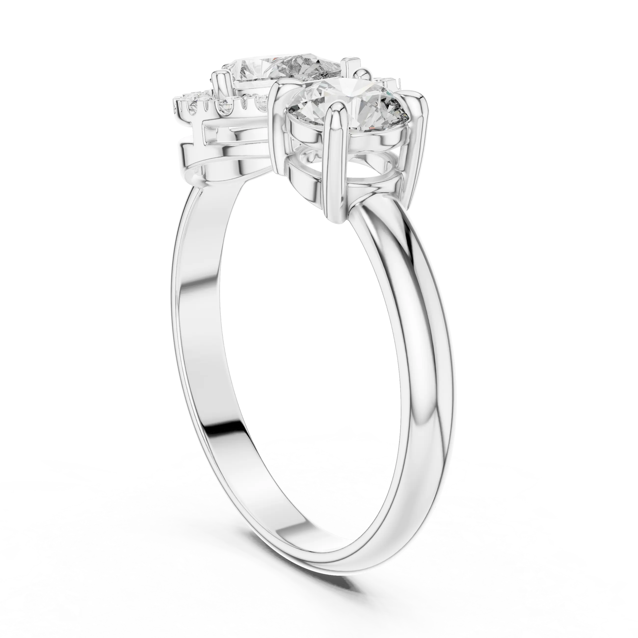 MJTM1 - Pear and Round Cut Two-Stone Bypass Ring