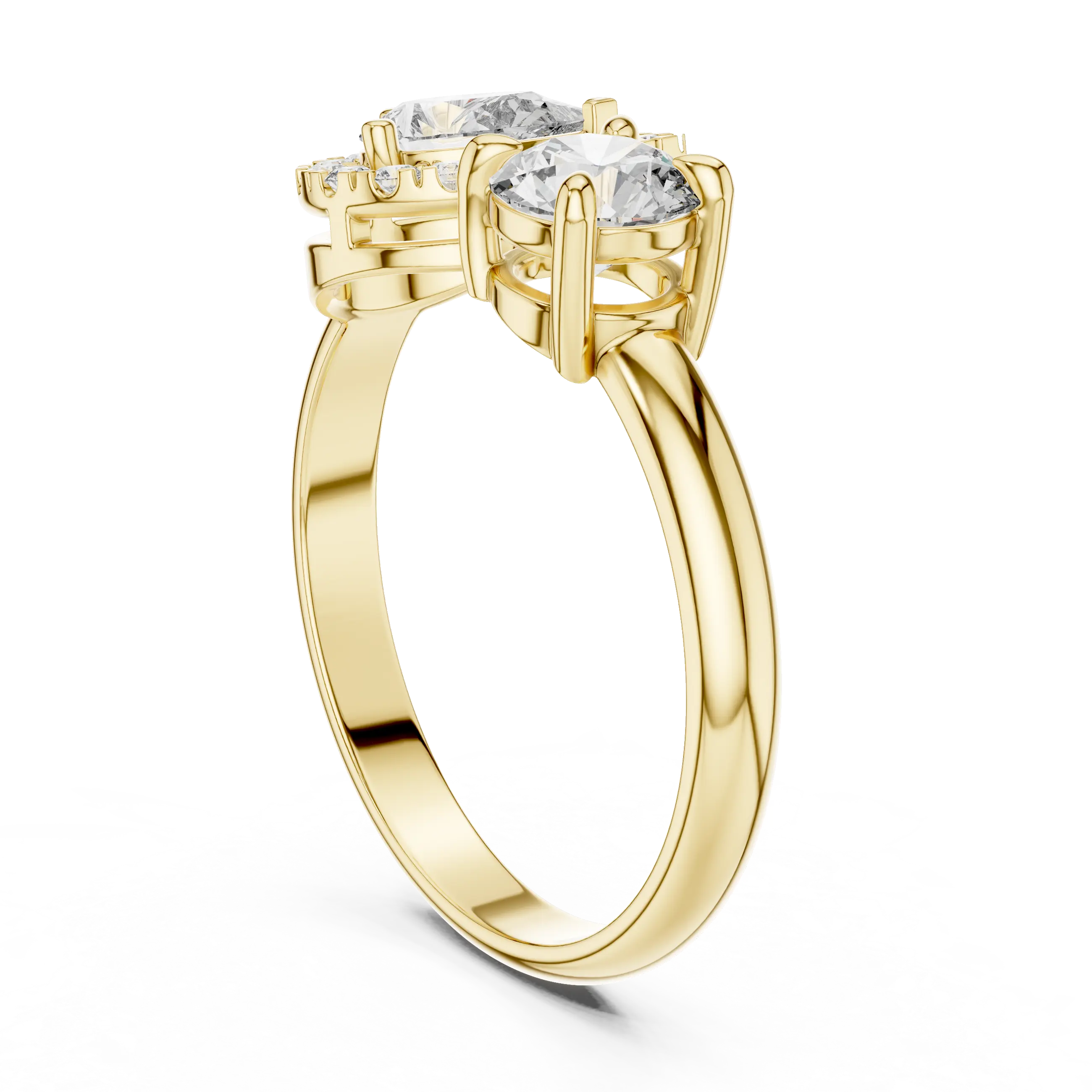 MJTM1 - Pear and Round Cut Two-Stone Bypass Ring