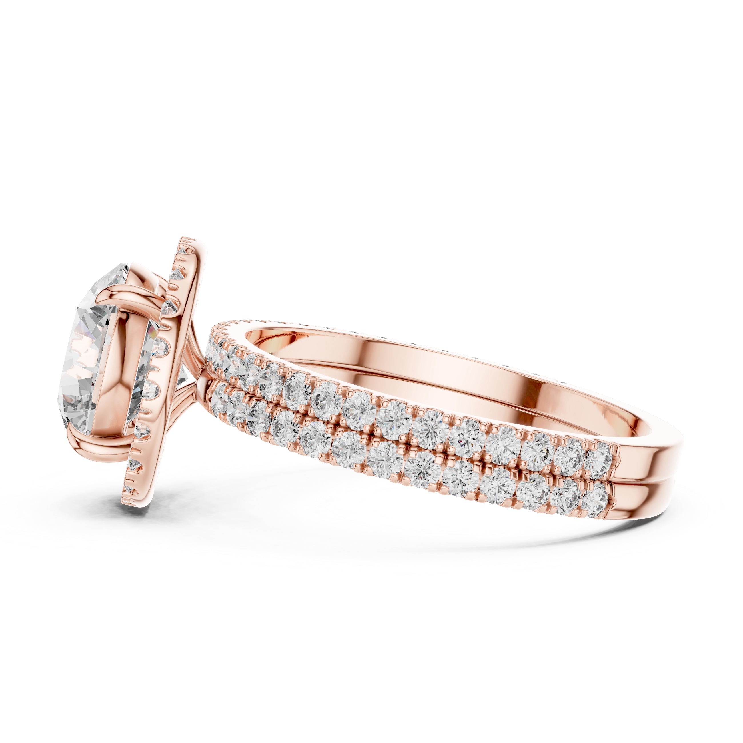 MJTW2 - Round Halo Double Band Bridal Set