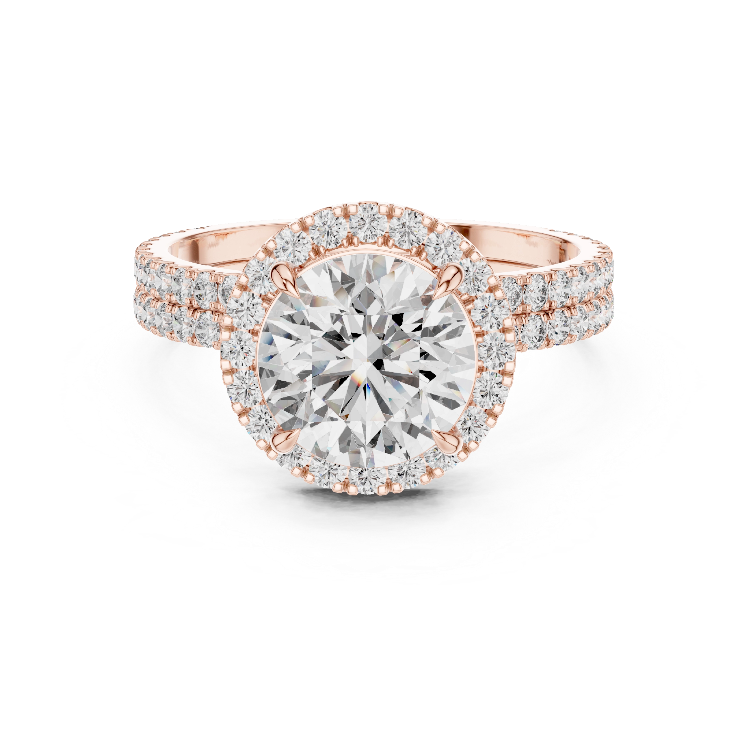MJTW2 - Round Halo Double Band Bridal Set