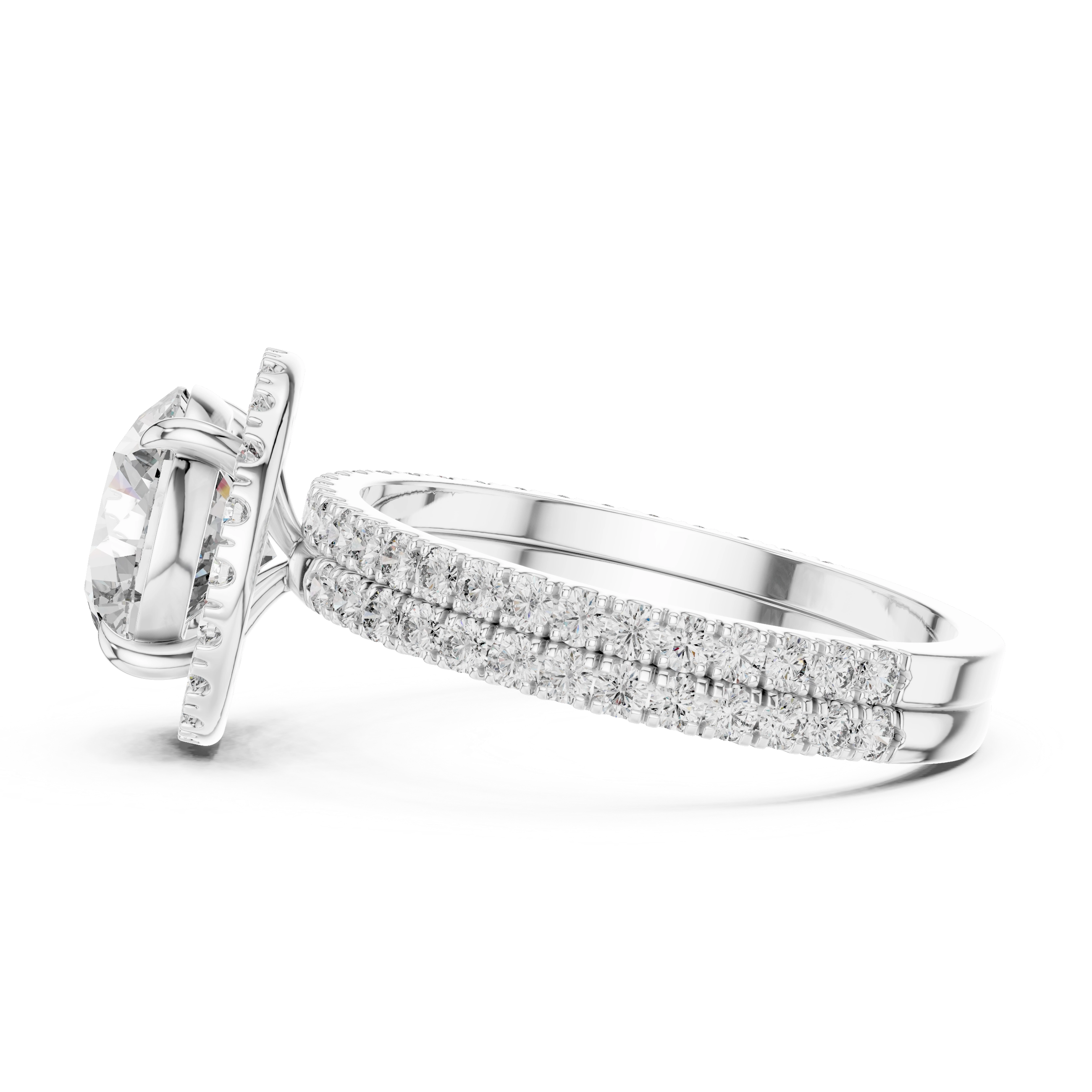 MJTW2 - Round Halo Double Band Bridal Set
