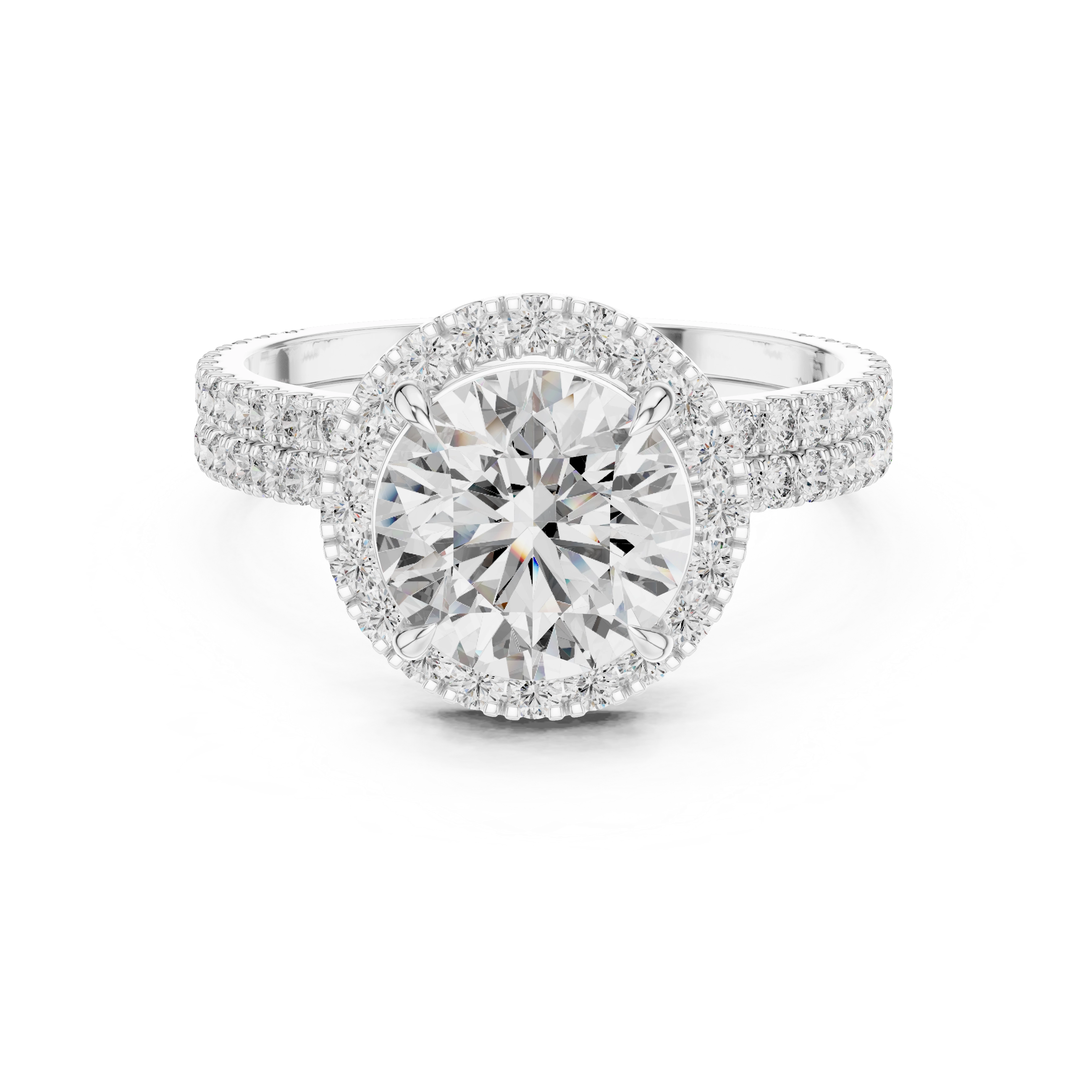 MJTW2 - Round Halo Double Band Bridal Set