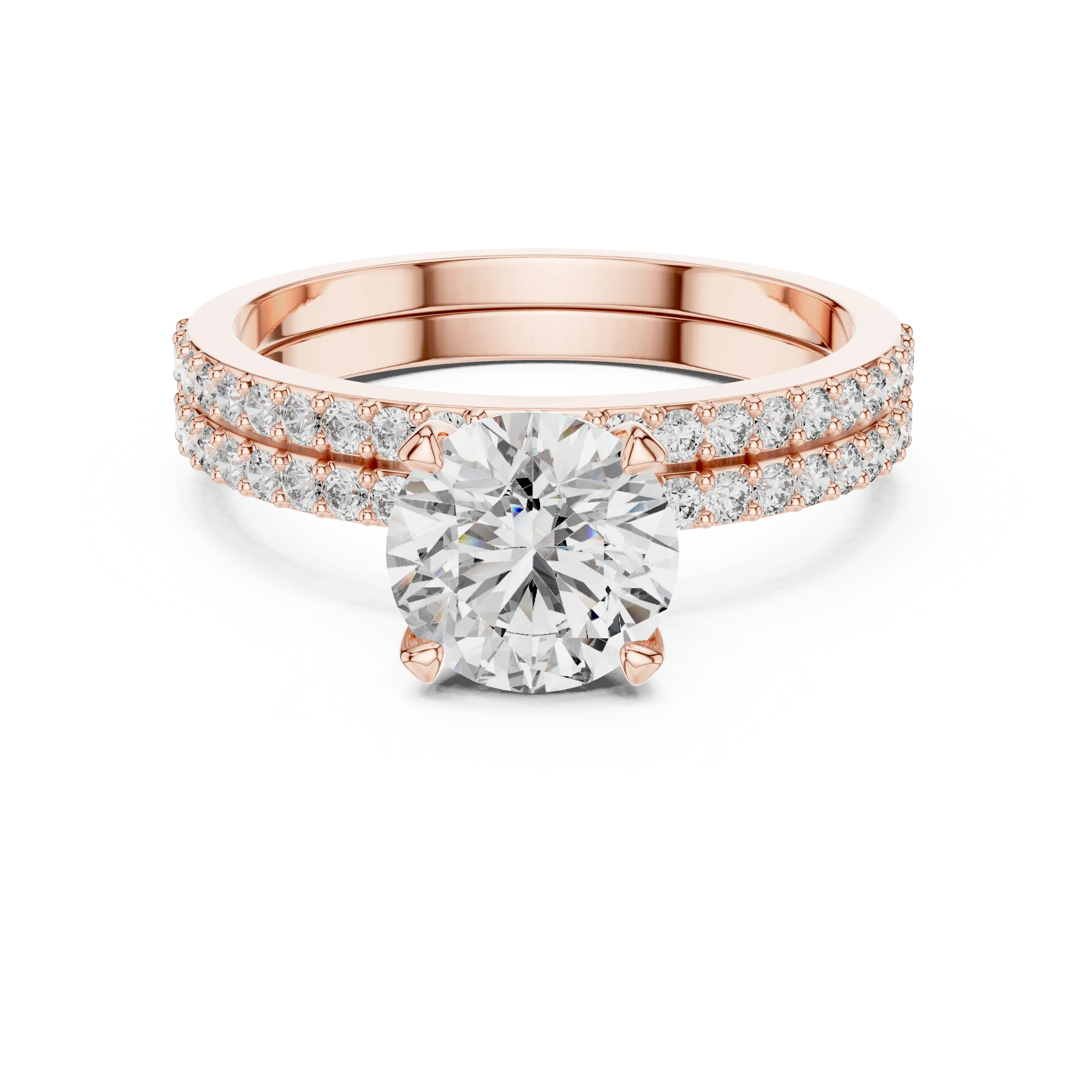 MJTW4 - Round Cut Classic Pavé Duo Band Set