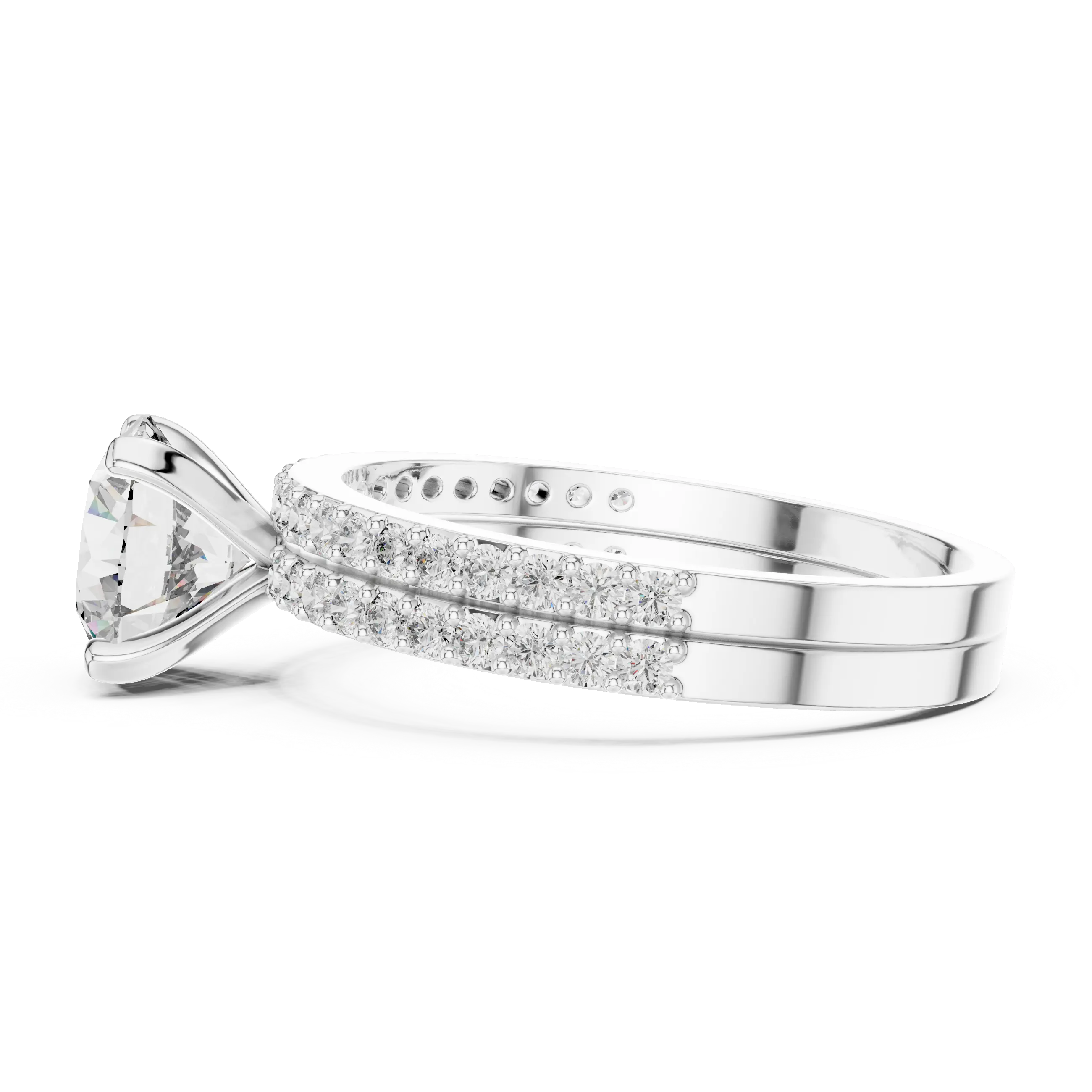 MJTW4 - Round Cut Classic Pavé Duo Band Set
