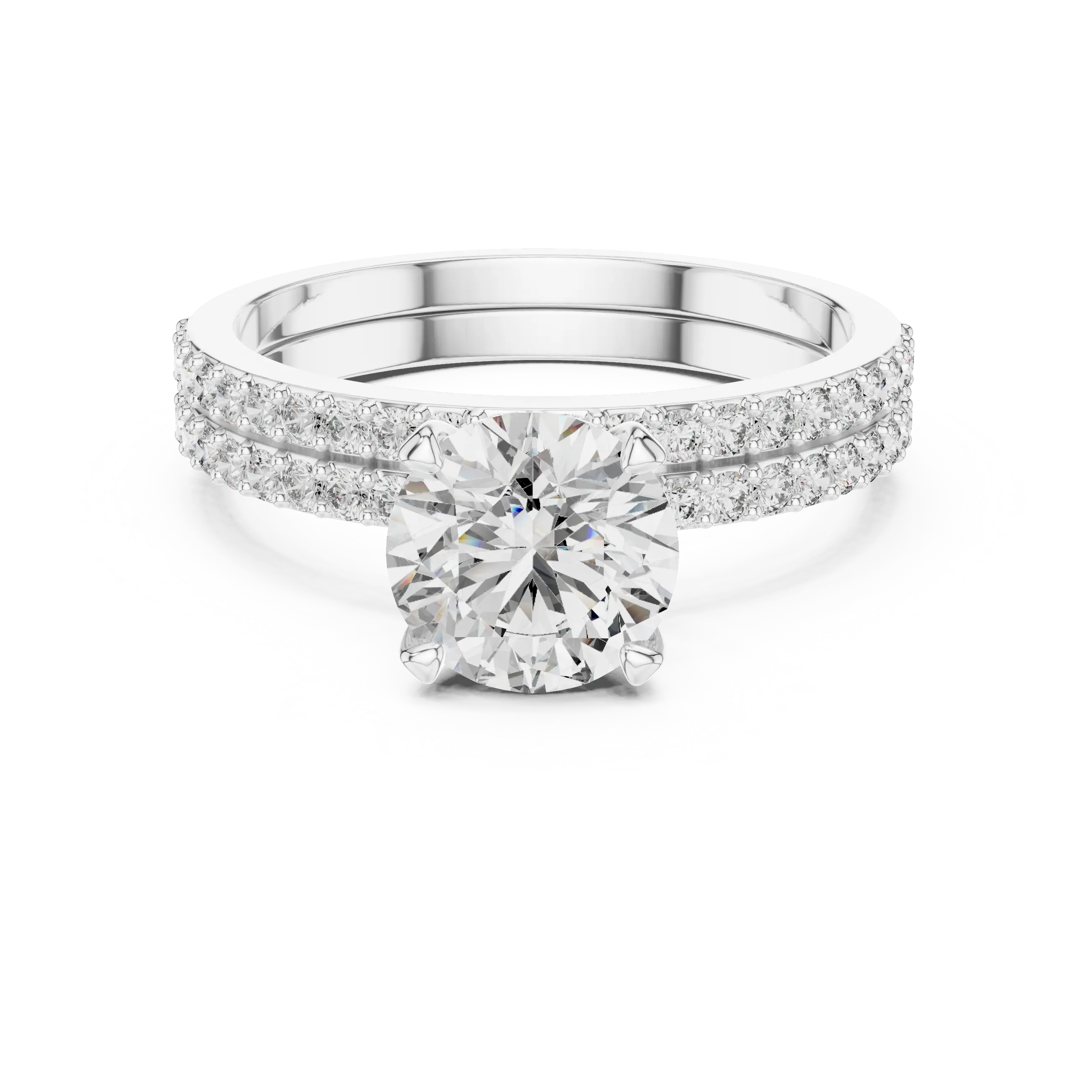 MJTW4 - Round Cut Classic Pavé Duo Band Set