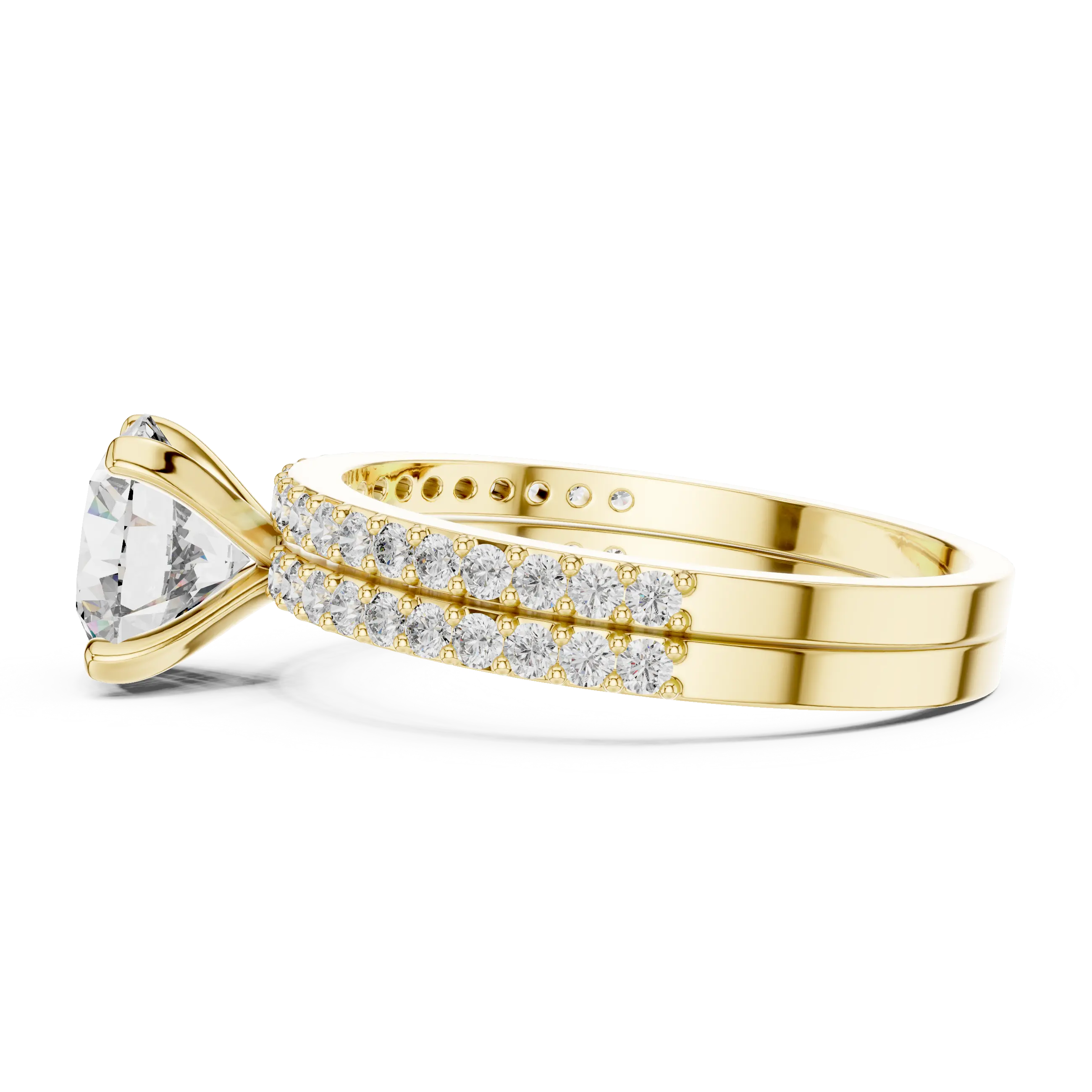 MJTW4 - Round Cut Classic Pavé Duo Band Set