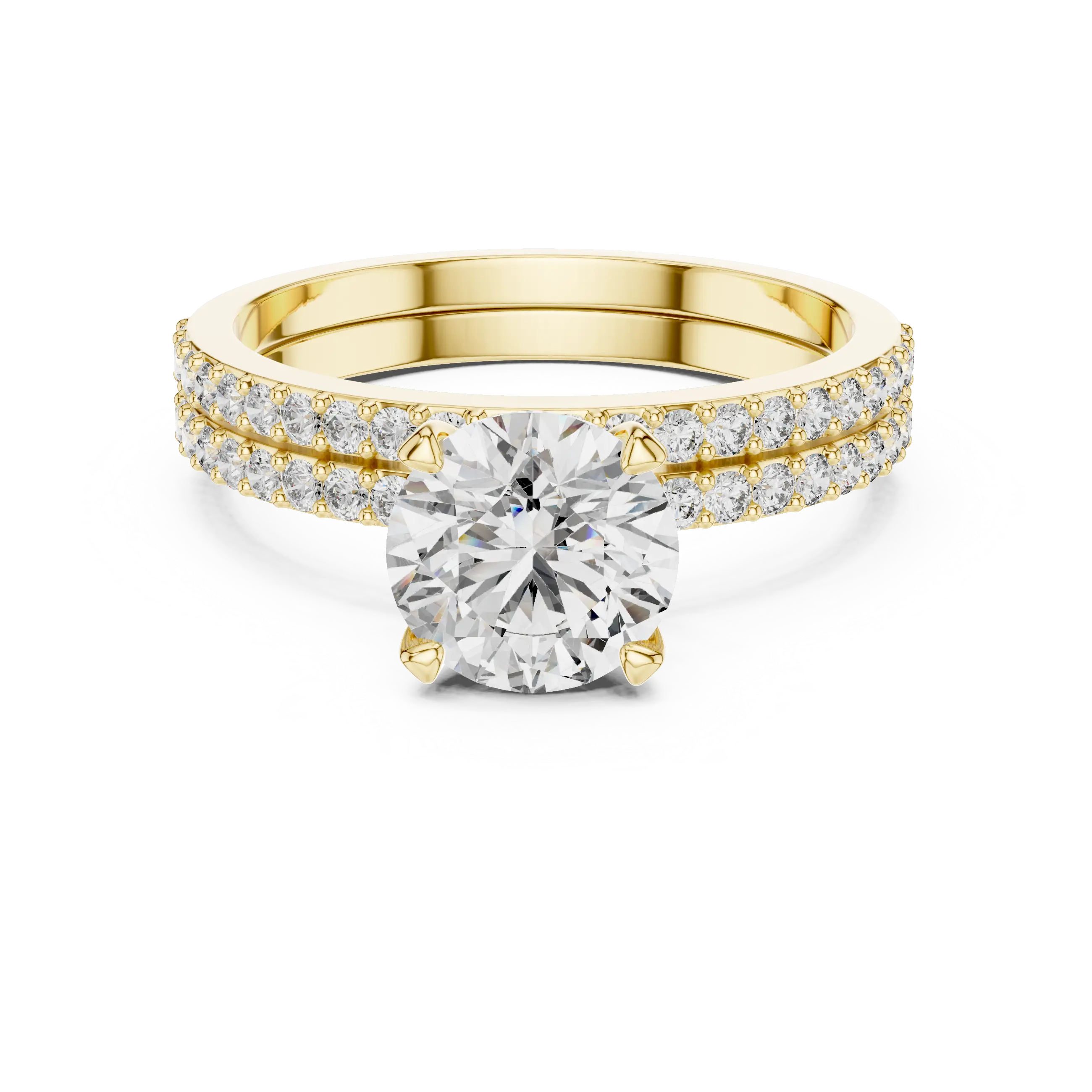MJTW4 - Round Cut Classic Pavé Duo Band Set
