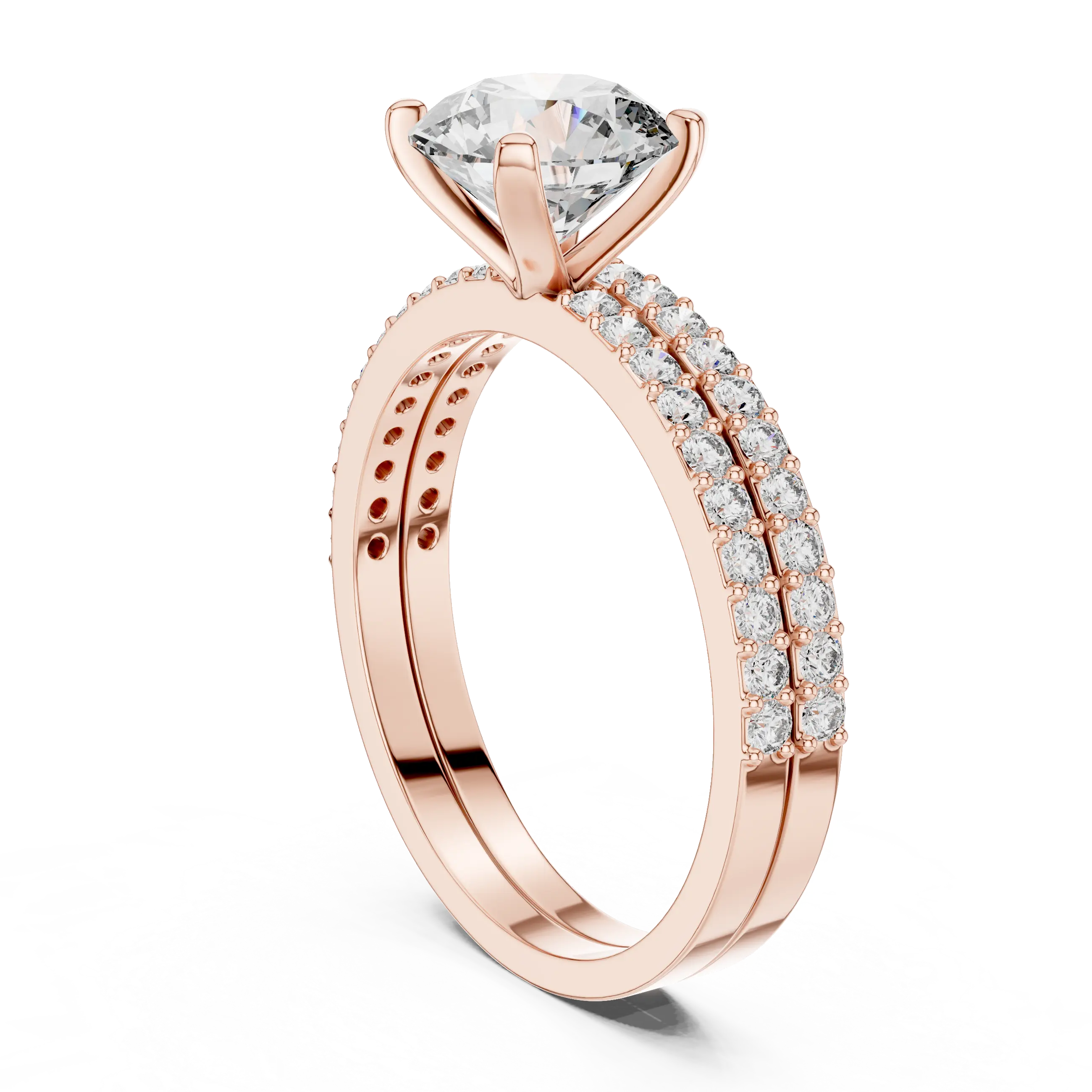 MJTW4 - Round Cut Classic Pavé Duo Band Set