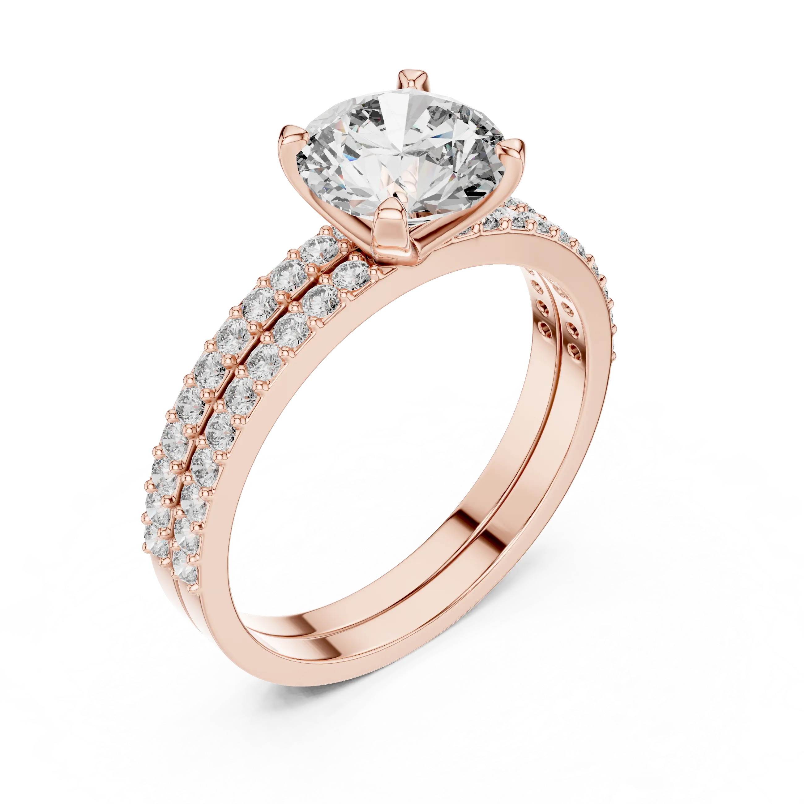 MJTW4 - Round Cut Classic Pavé Duo Band Set
