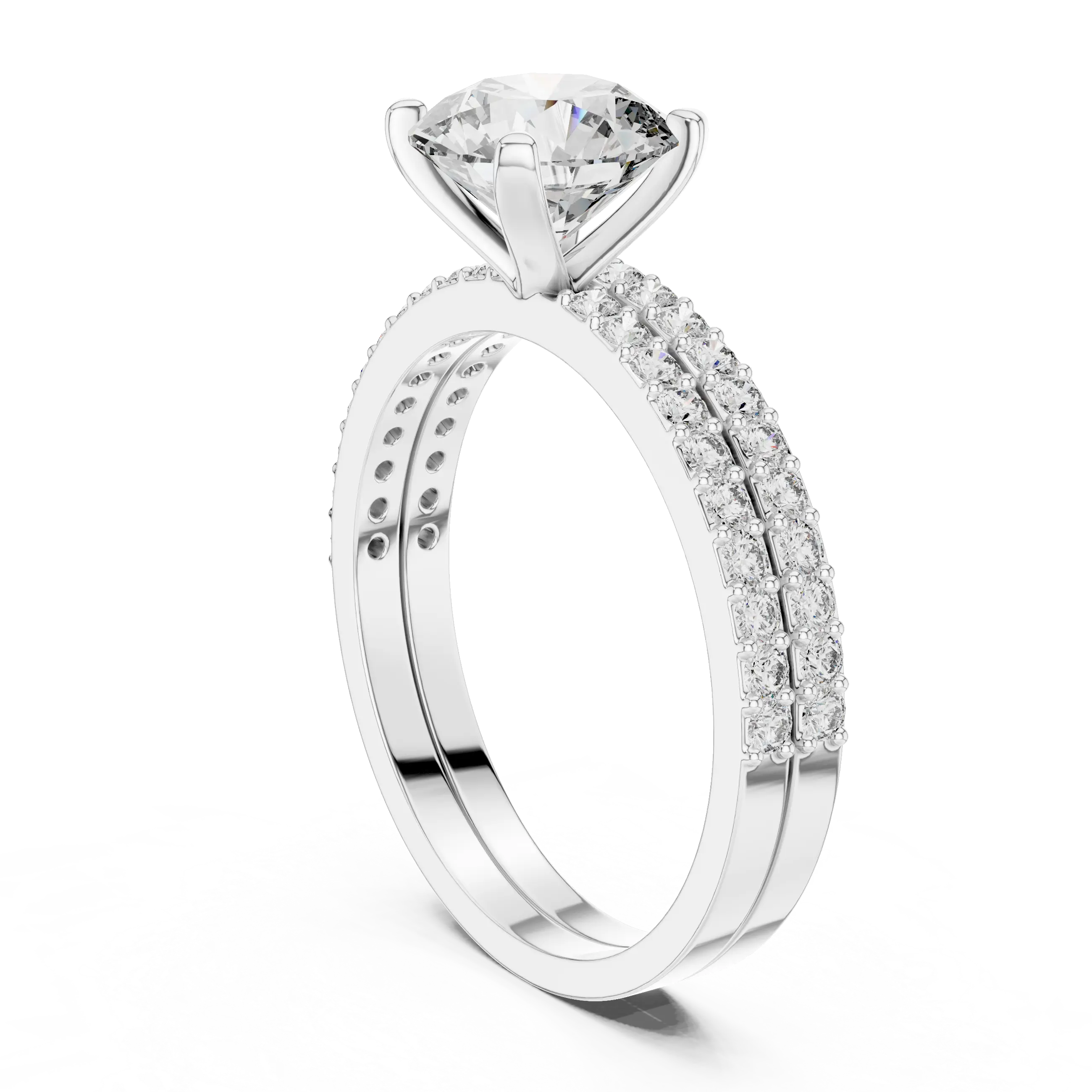 MJTW4 - Round Cut Classic Pavé Duo Band Set