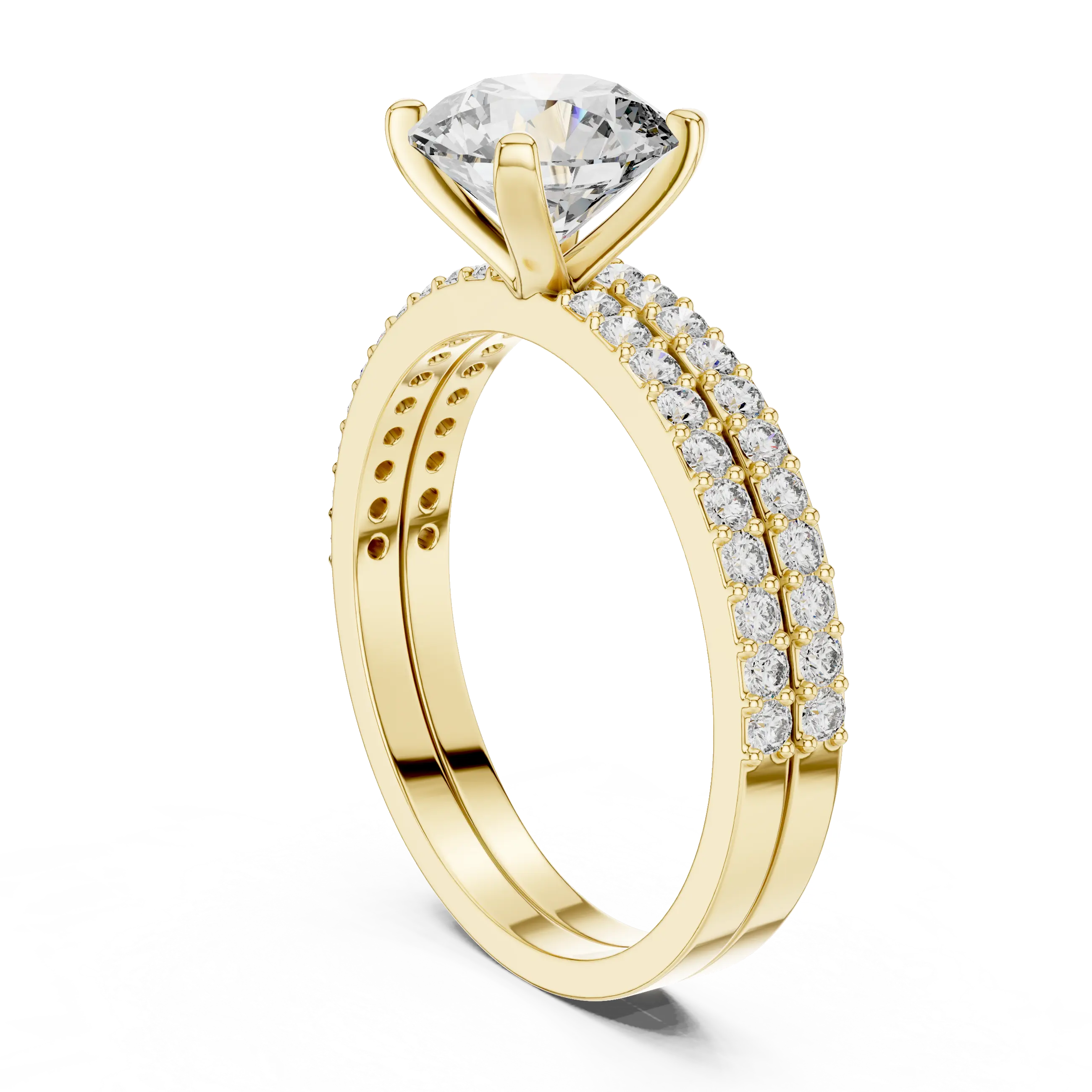 MJTW4 - Round Cut Classic Pavé Duo Band Set