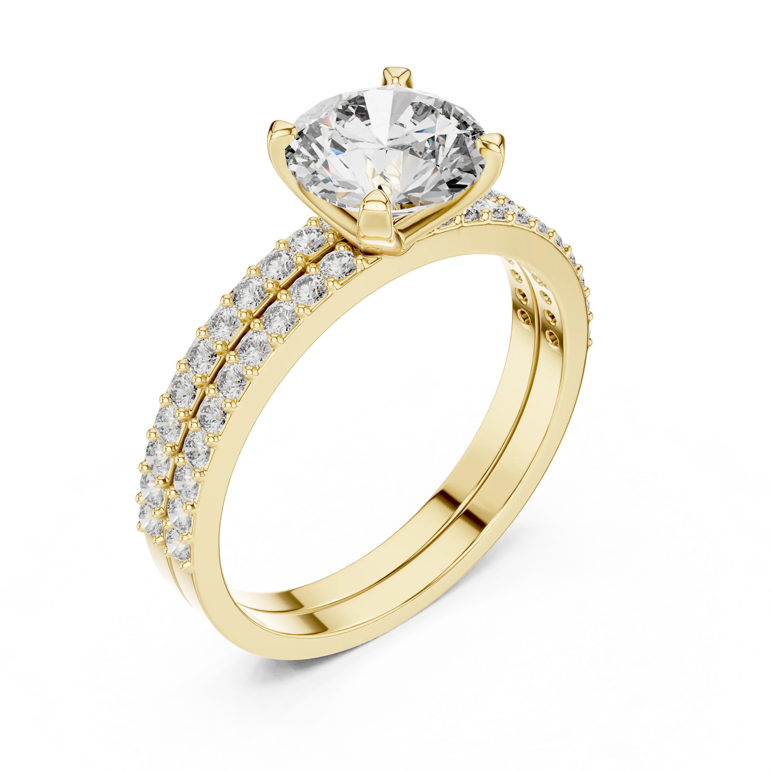 MJTW4 - Round Cut Classic Pavé Duo Band Set