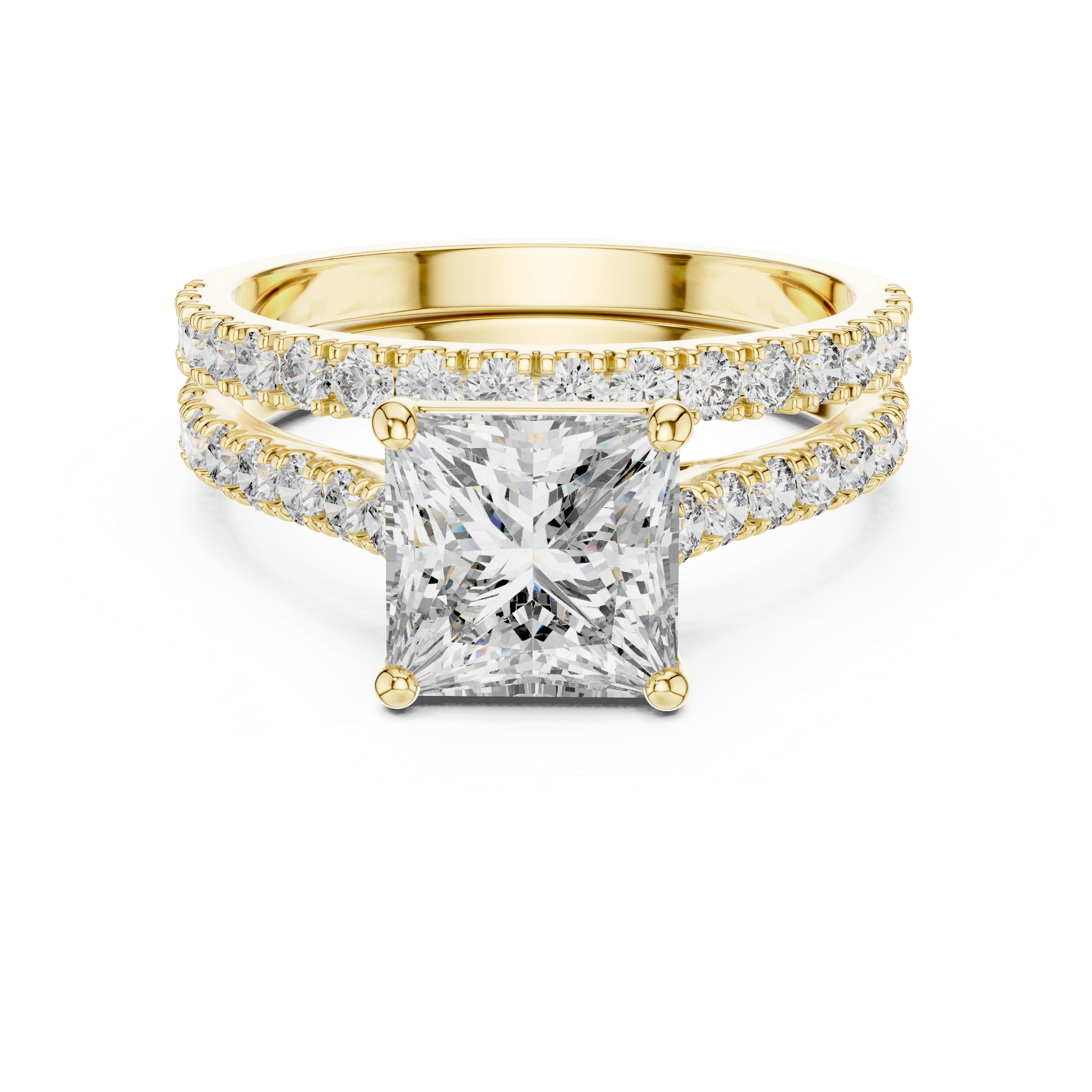 MJTW1 - Square Solitaire Hidden Basket Wedding Band Twin