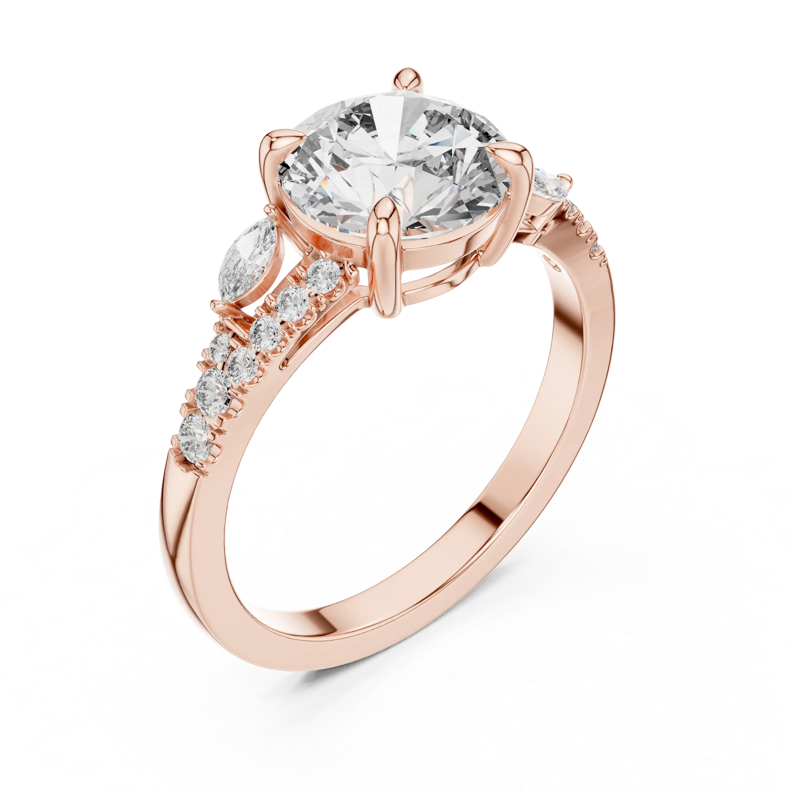 MJR021 - Round Brilliant Intertwining Split Shank Ring