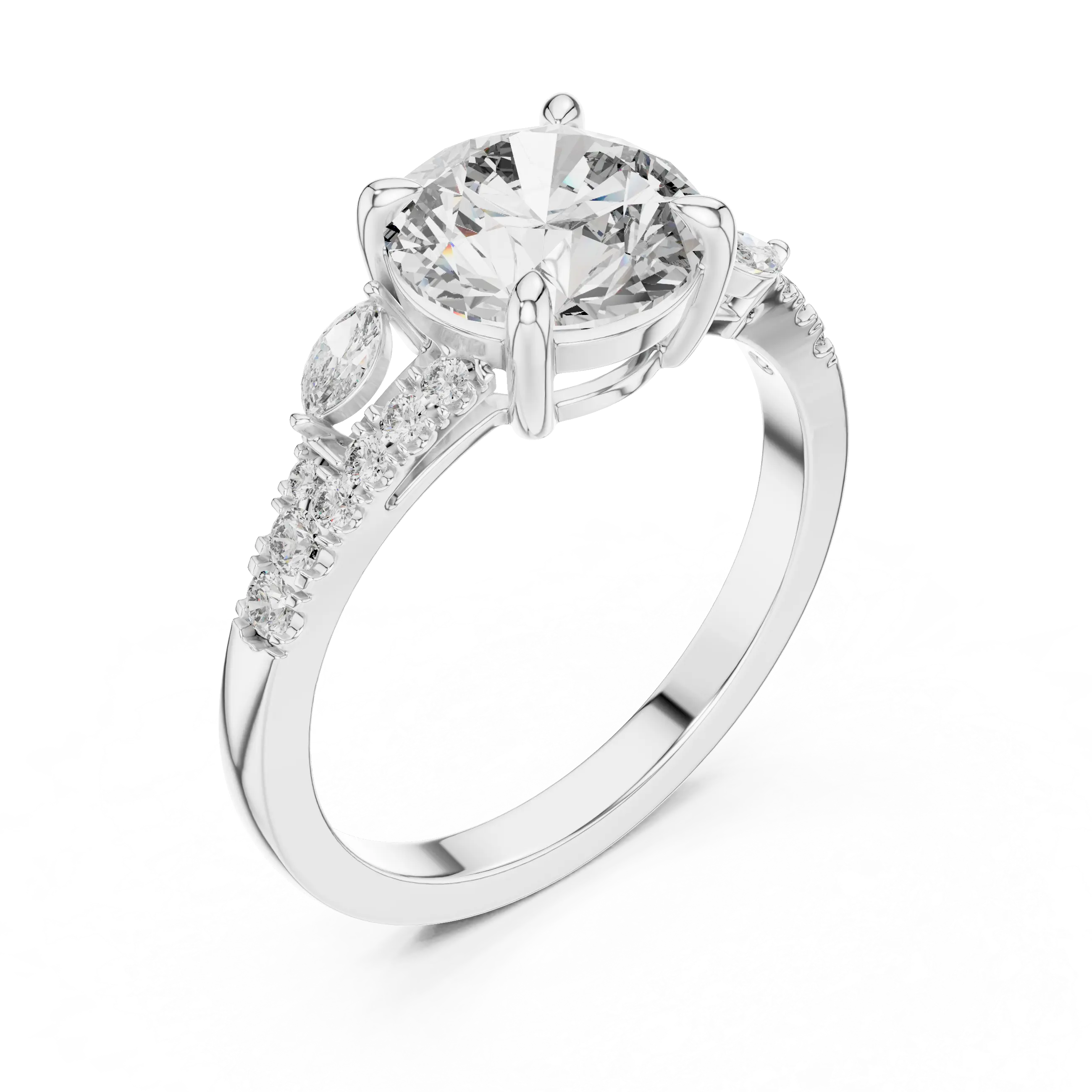 MJR021 - Round Brilliant Intertwining Split Shank Ring