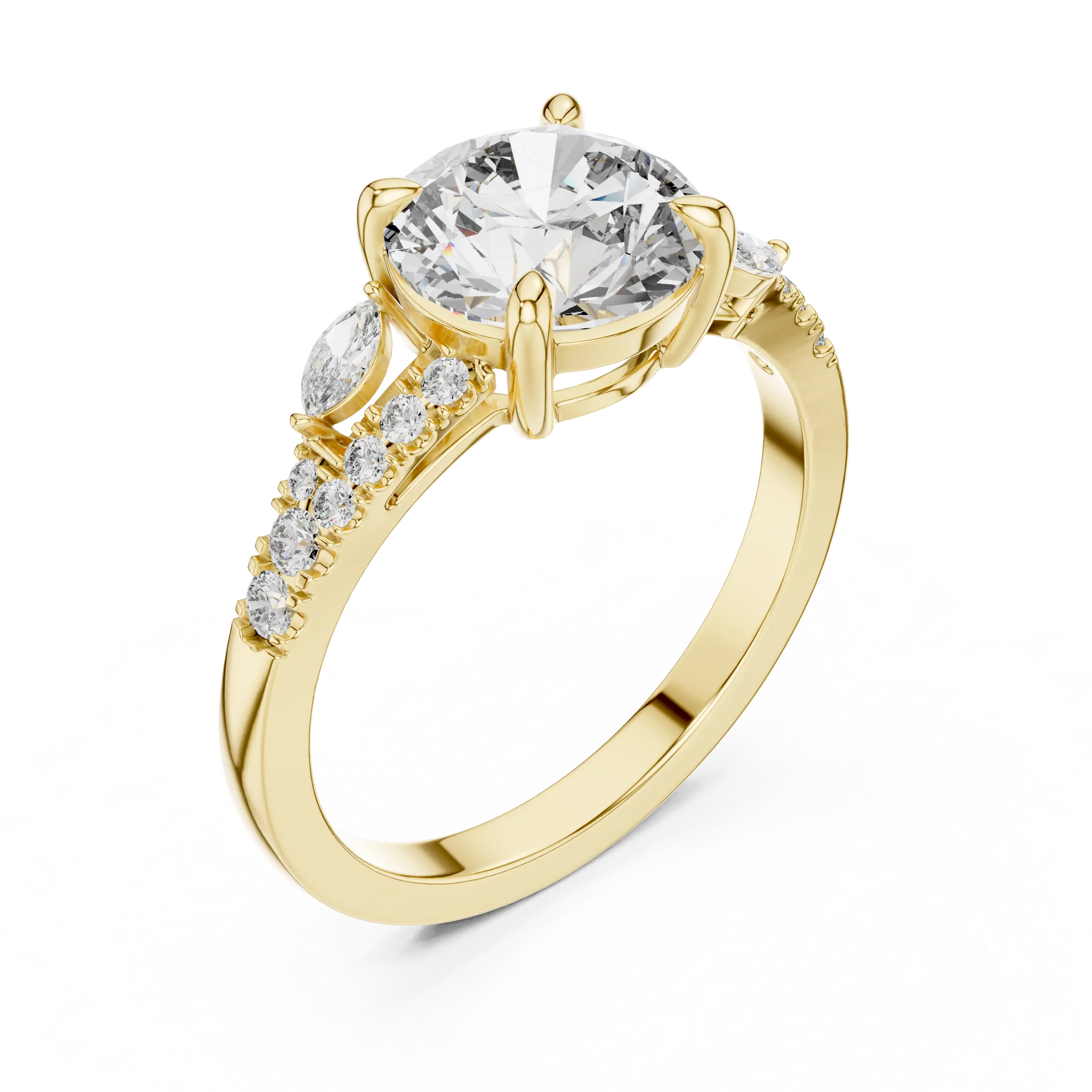 MJR021 - Round Brilliant Intertwining Split Shank Ring