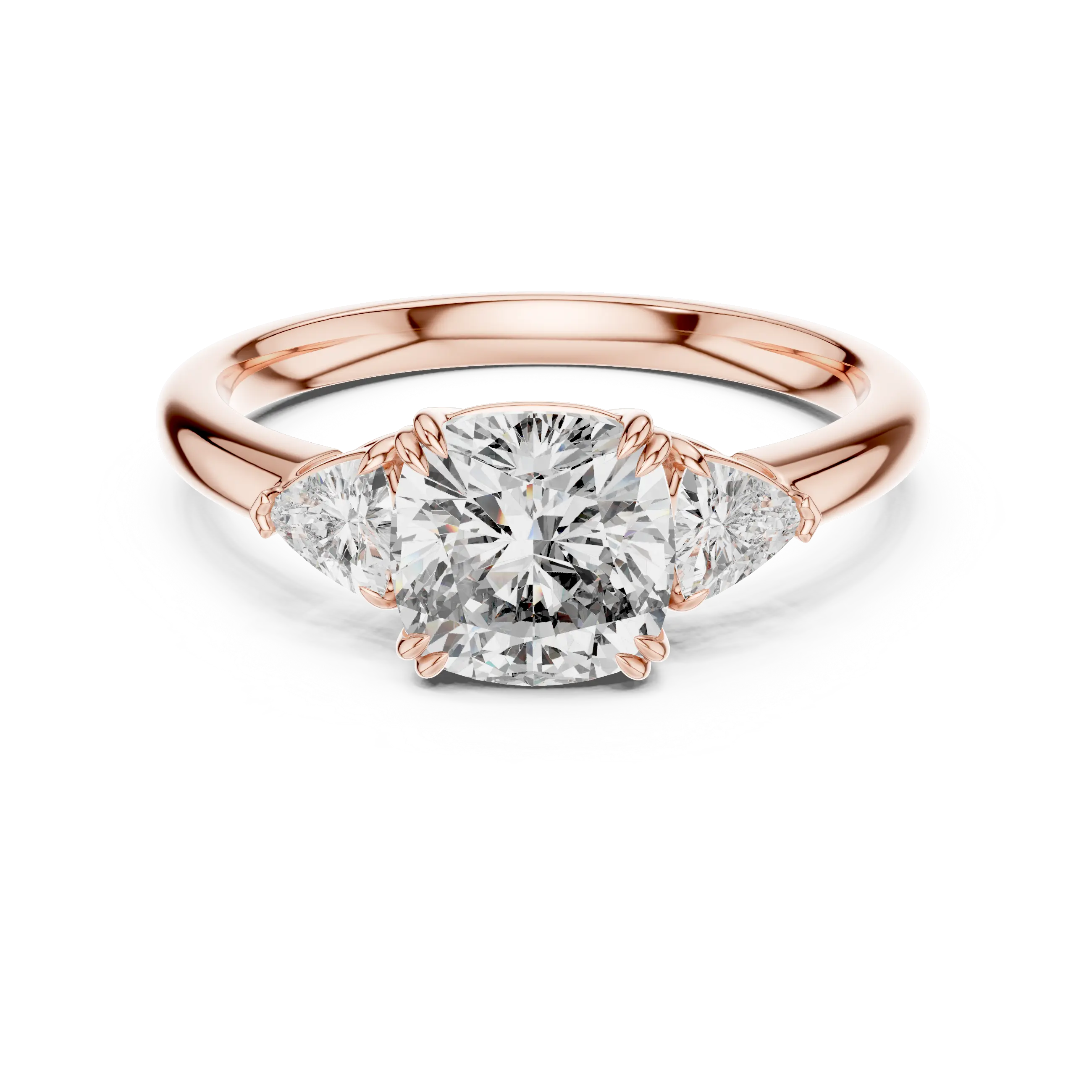 MJR023 - Cushion Cut Three Stone Engagement Ring