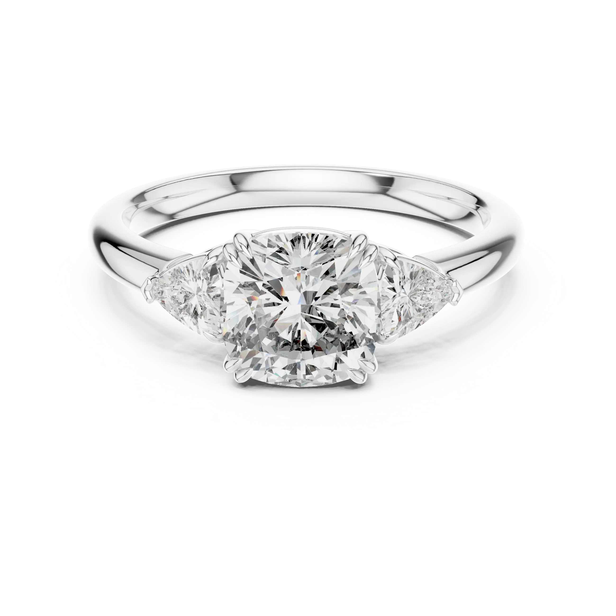 MJR023 - Cushion Cut Three Stone Engagement Ring