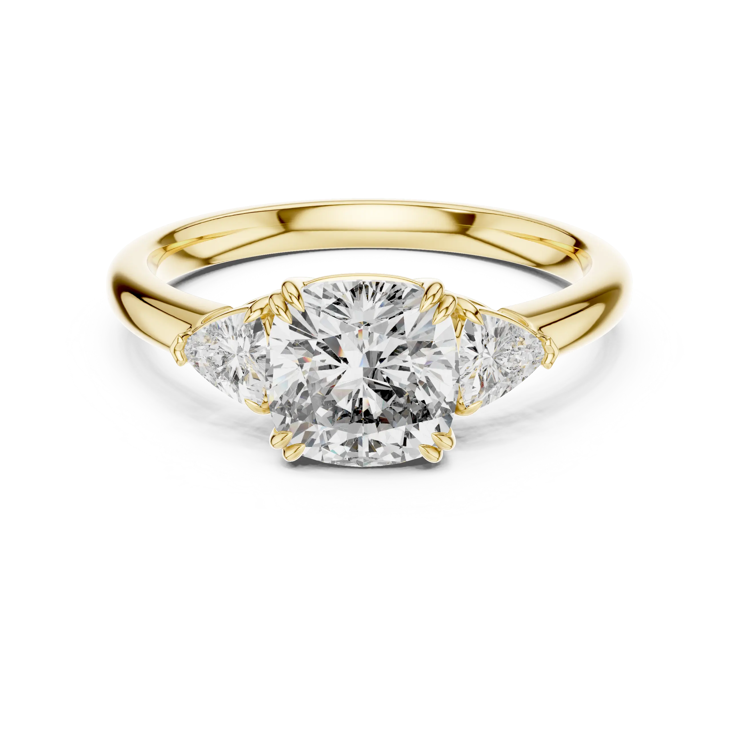 MJR023 - Cushion Cut Three Stone Engagement Ring