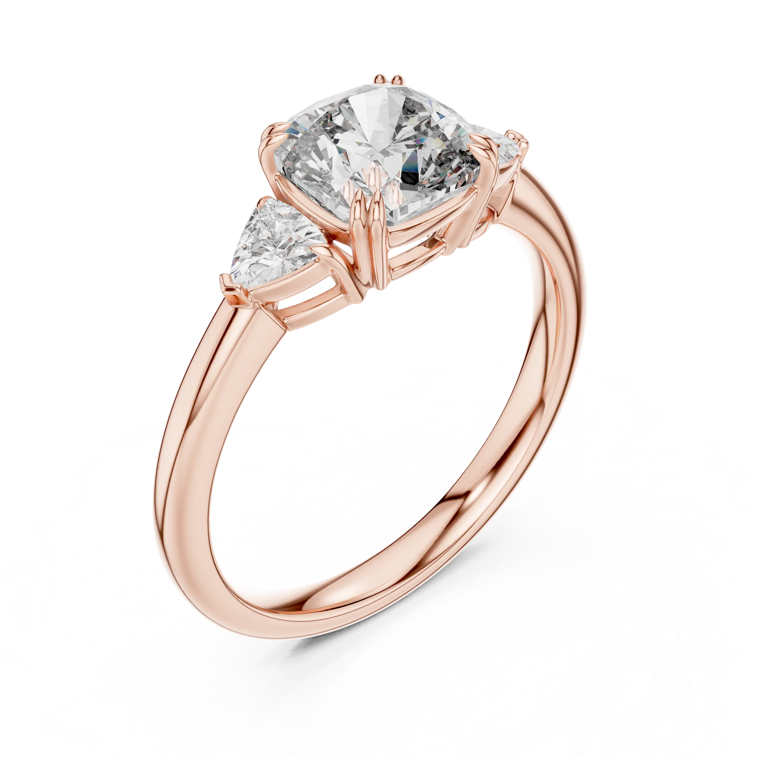 MJR023 - Cushion Cut Three Stone Engagement Ring