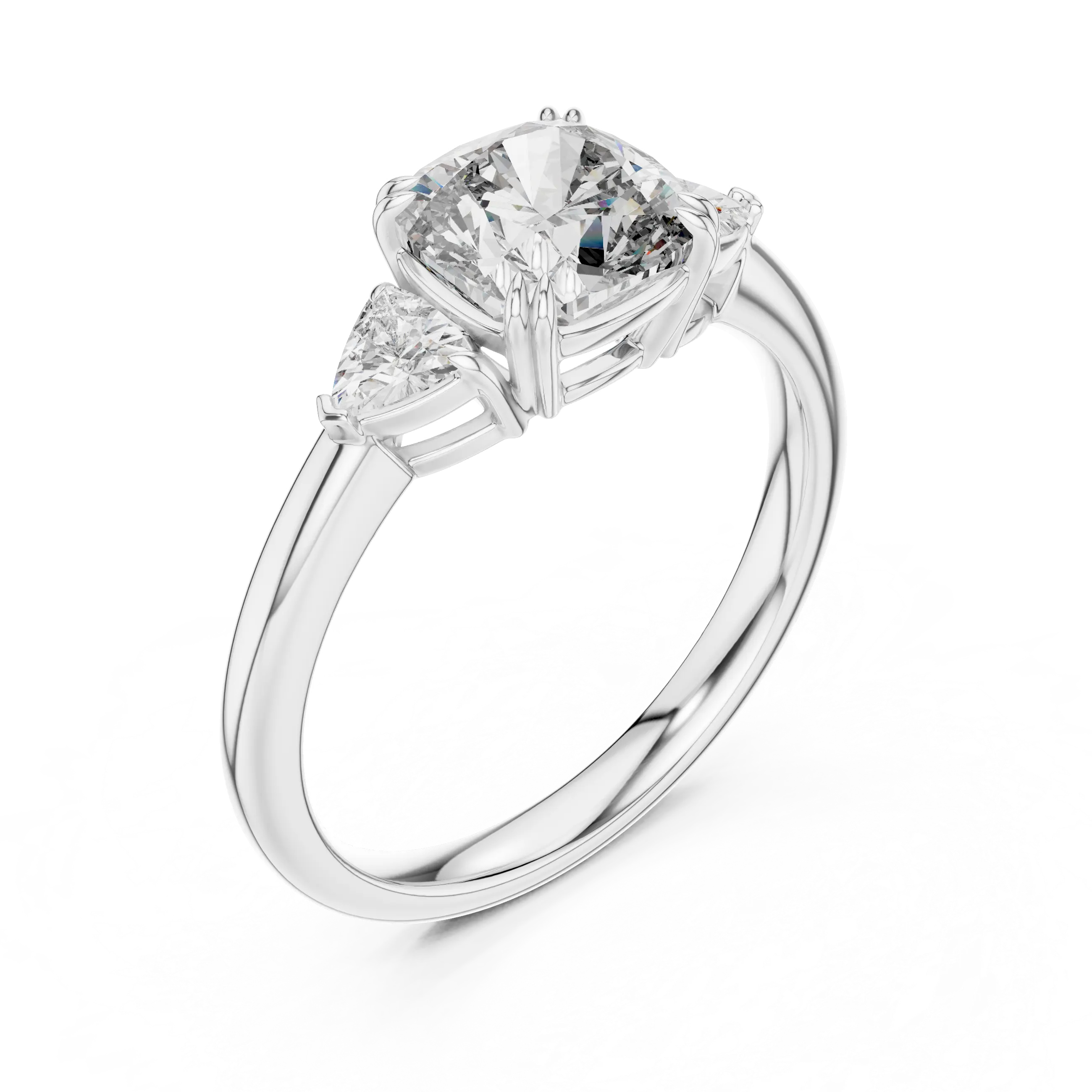 MJR023 - Cushion Cut Three Stone Engagement Ring
