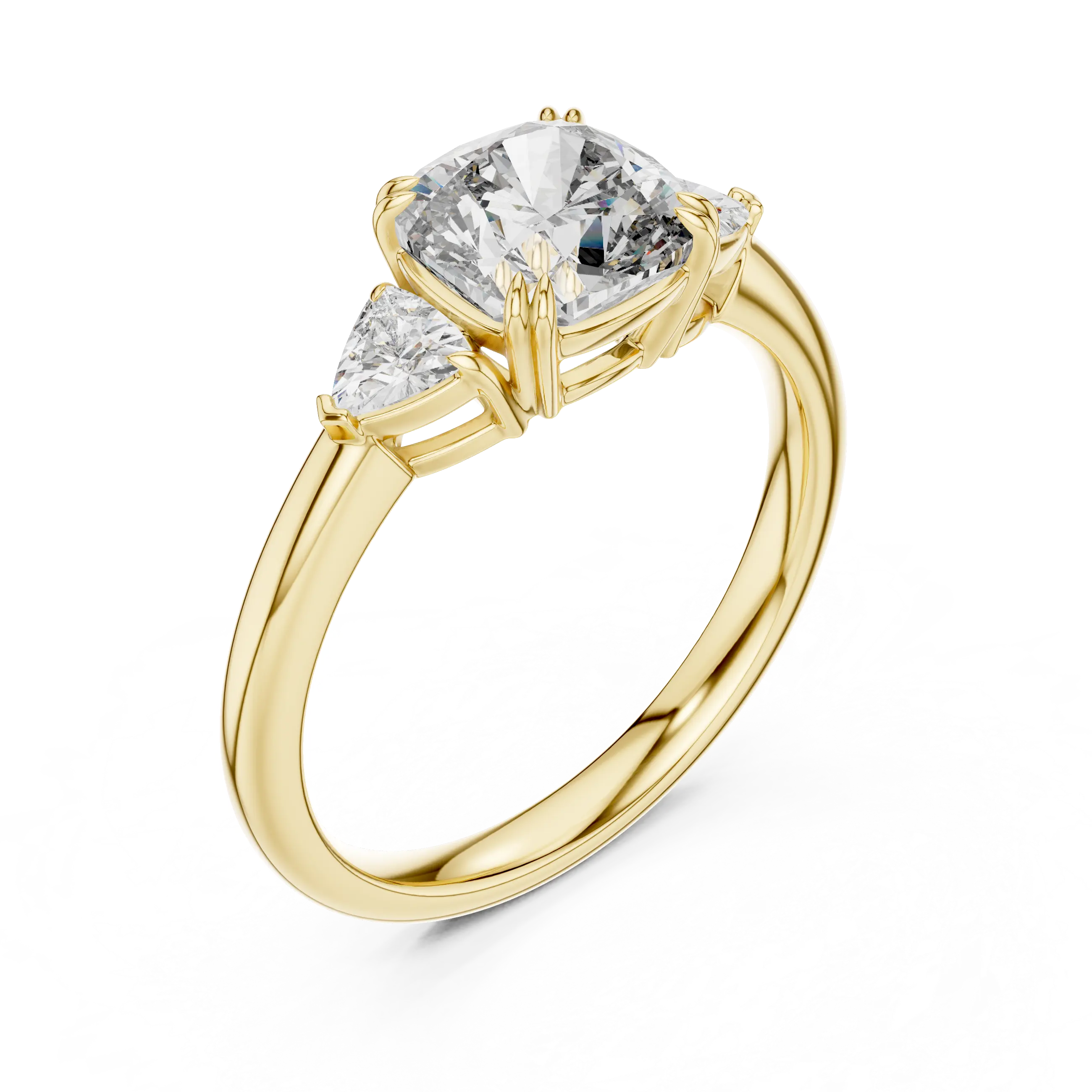 MJR023 - Cushion Cut Three Stone Engagement Ring