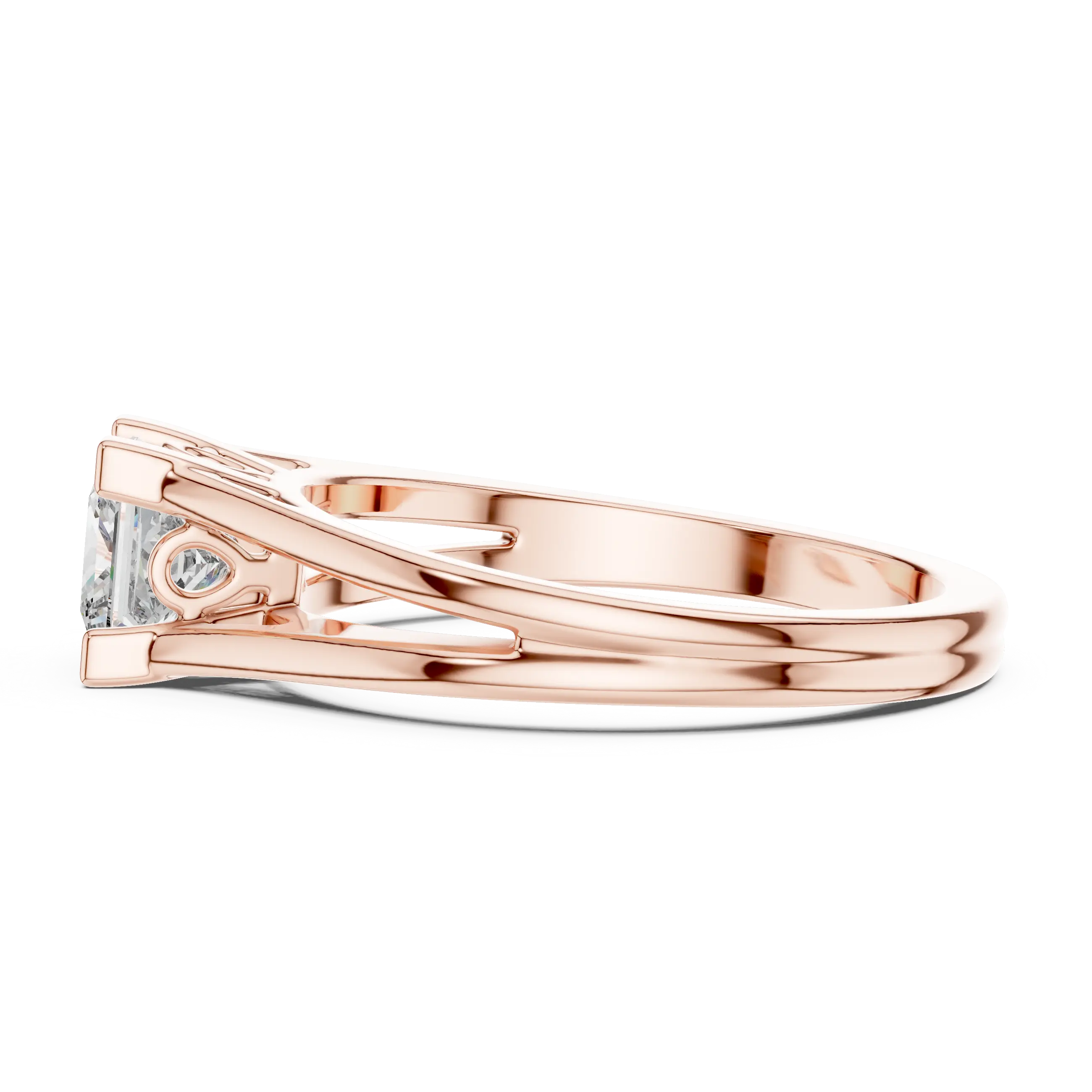 MJR025 - Princess Cut Split Shank Engagement Ring